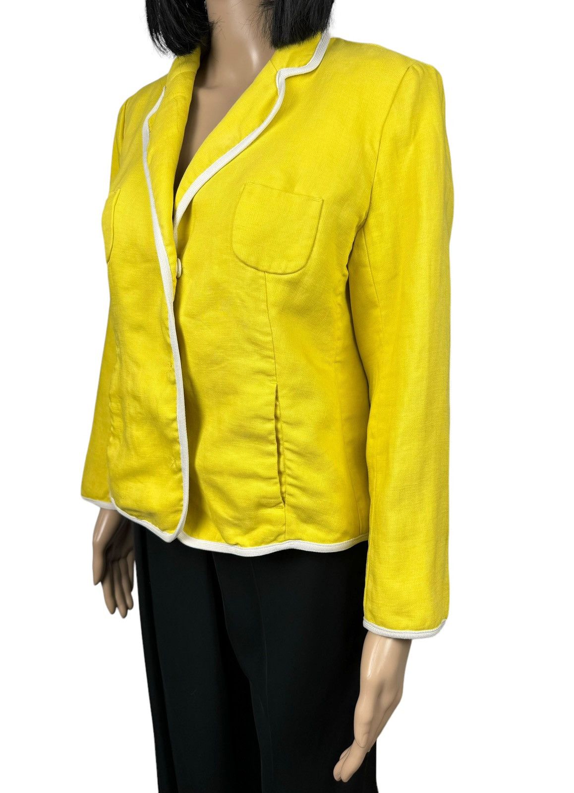 Max Mara Max Mara Linen Yellow Blazer Jacket size US12 IT46 Size XL / US 12-14 / IT 48-50 - 4 Thumbnail