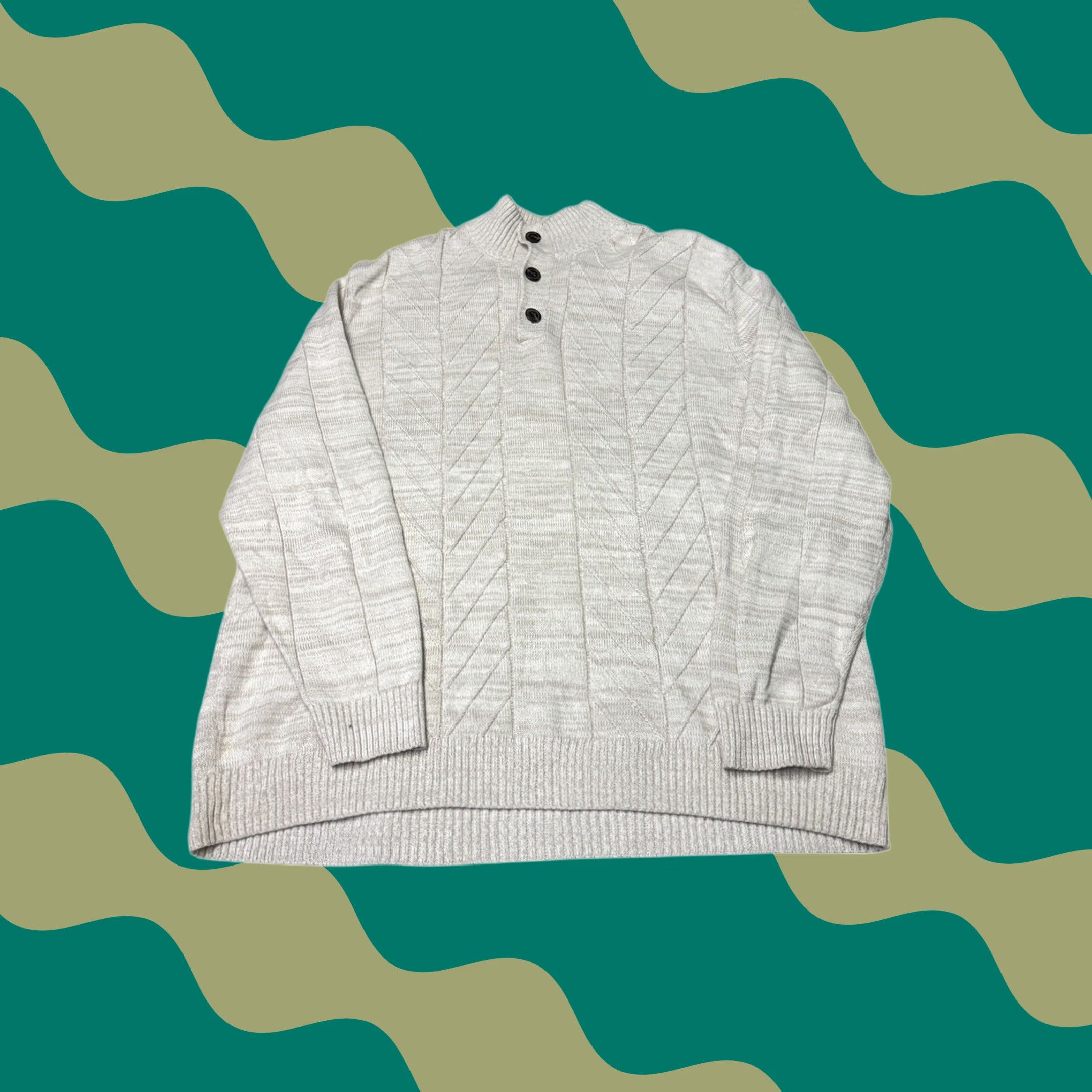Vintage Southern Pines Mens Mock Neck Cable Knit Sweater Beige Marl Size XL Size US XXL / EU 58 / 5 - 1 Thumbnail