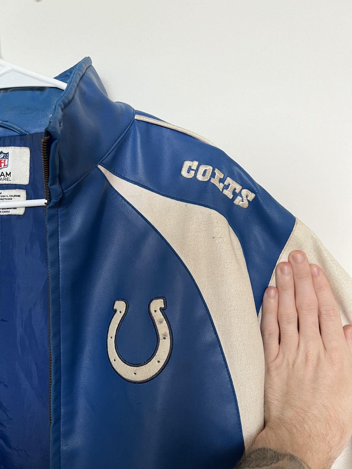 NFL × Vintage Insane Vintage 90s Indianapolis Colts Leather Jacket Size US M / EU 48-50 / 2 - 2 Thumbnail