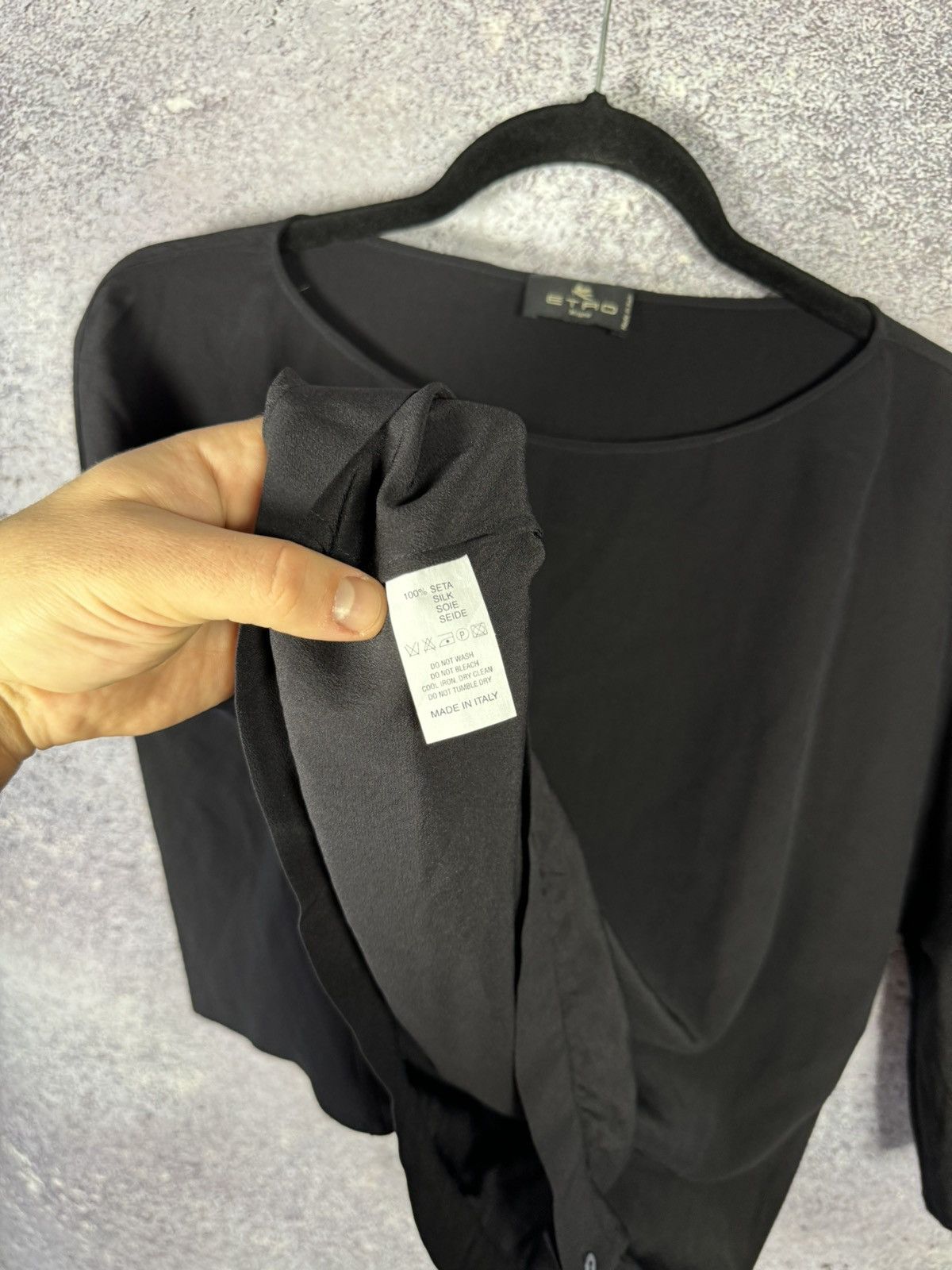 Etro × Vintage Vintage ETRO Silk Oversized Wide Sleeve Top Woman Size M / US 6-8 / IT 42-44 - 9 Thumbnail