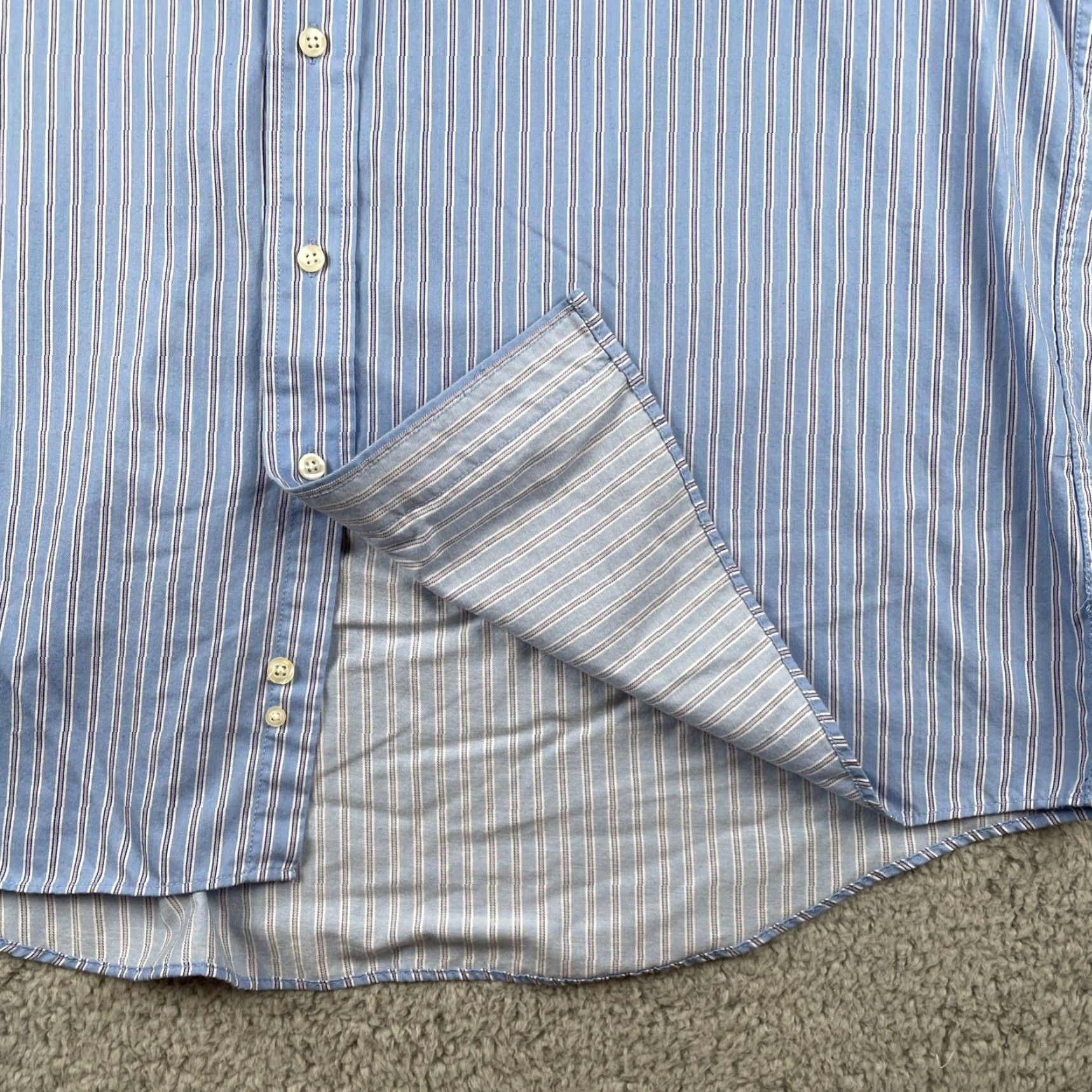 Chaps VINTAGE Chaps Shirt, Button-Up, Striped, Blue, XL, Long Sleeve, Wrinkle Free, EUC, Mens Size US XL / EU 56 / 4 - 7 Thumbnail