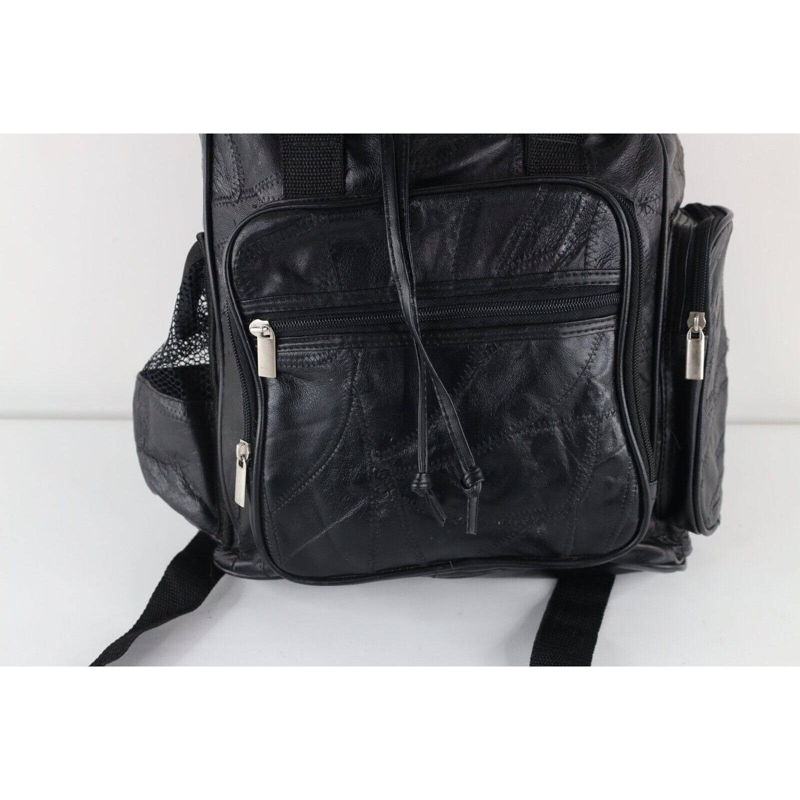 Vintage Vintage 90s Streetwear Patchwork Leather Toploader Rucksack Size ONE SIZE - 3 Thumbnail