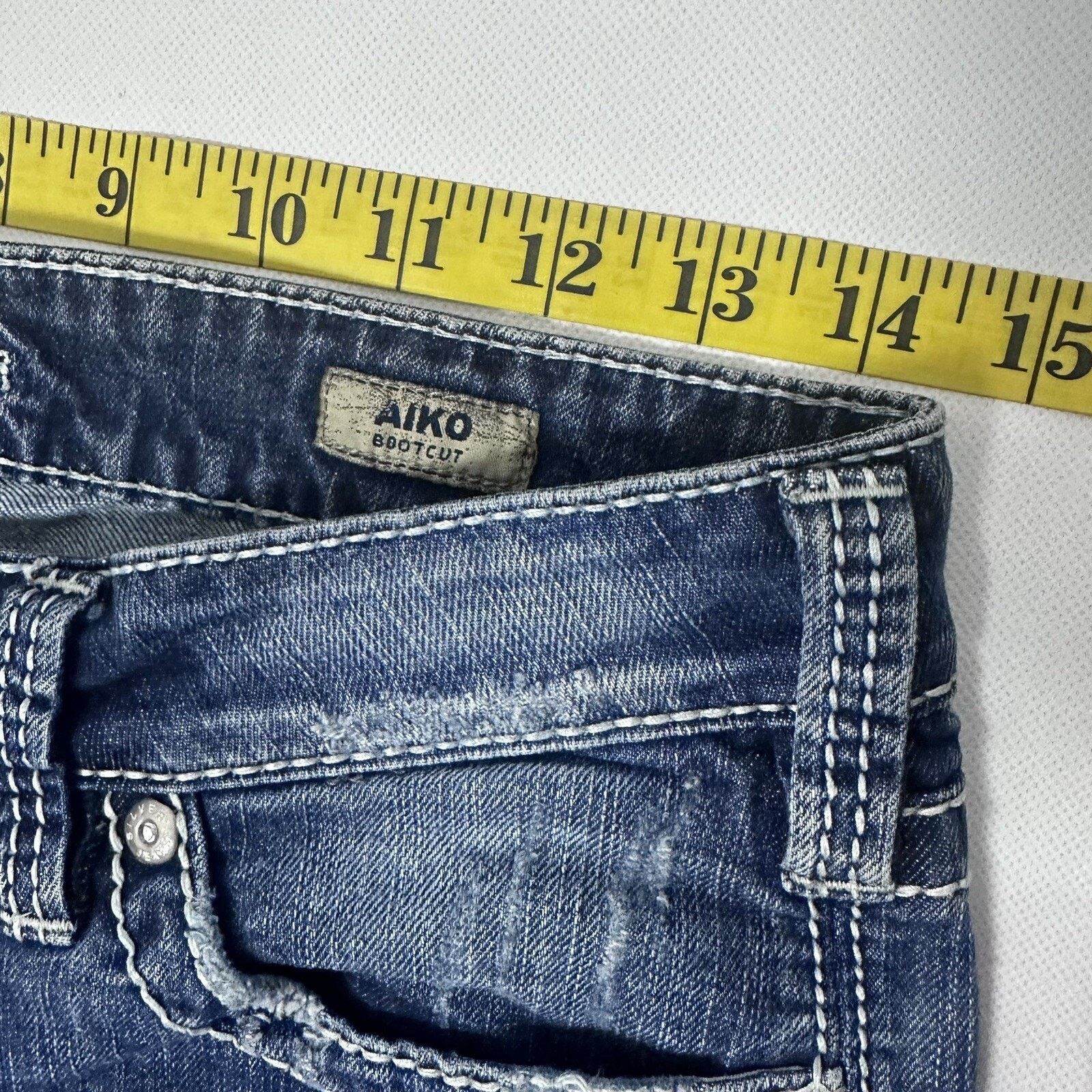 Silver Jeans Co. Silver Aiko Jeans Western Distressed Hip Hugger Bootcut Size 28" / US 6 / IT 42 - 9 Thumbnail
