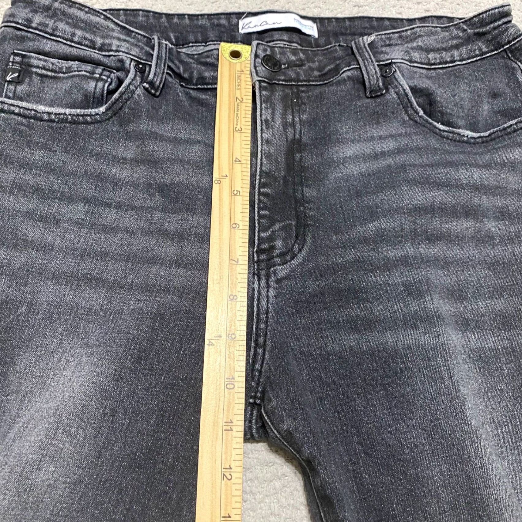 Vintage Kancan Womens Jeans sz 31 Gray Denim Mid Rise Straight Distressed Raw Hem Crop Size 24" / US 00 / IT 34 - 7 Thumbnail
