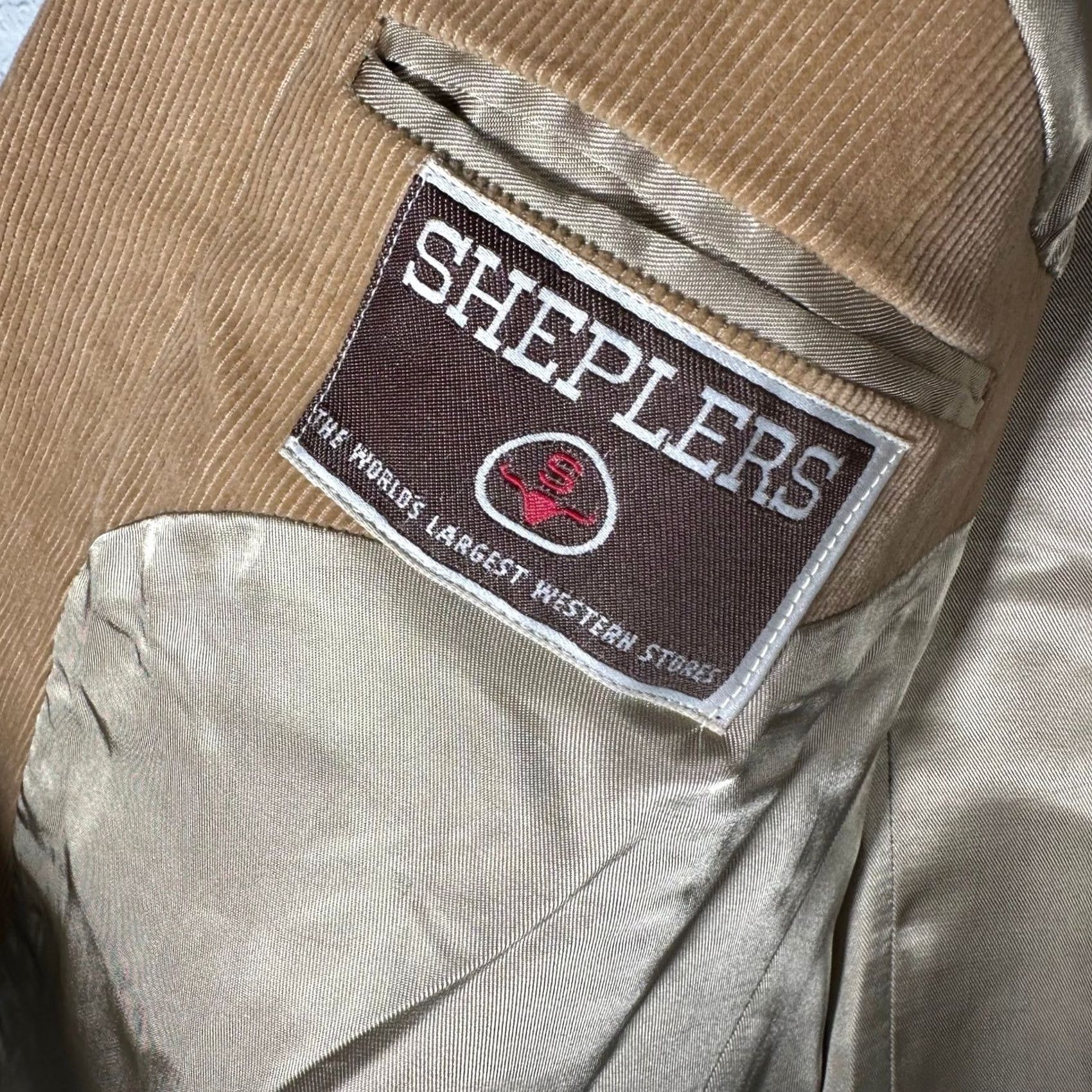 Vintage VINTAGE Sheplers Blazer Mens 48R Tan Corduroy Western Suede Elbow Patches Cotton Jacket Size 48R - 5 Thumbnail