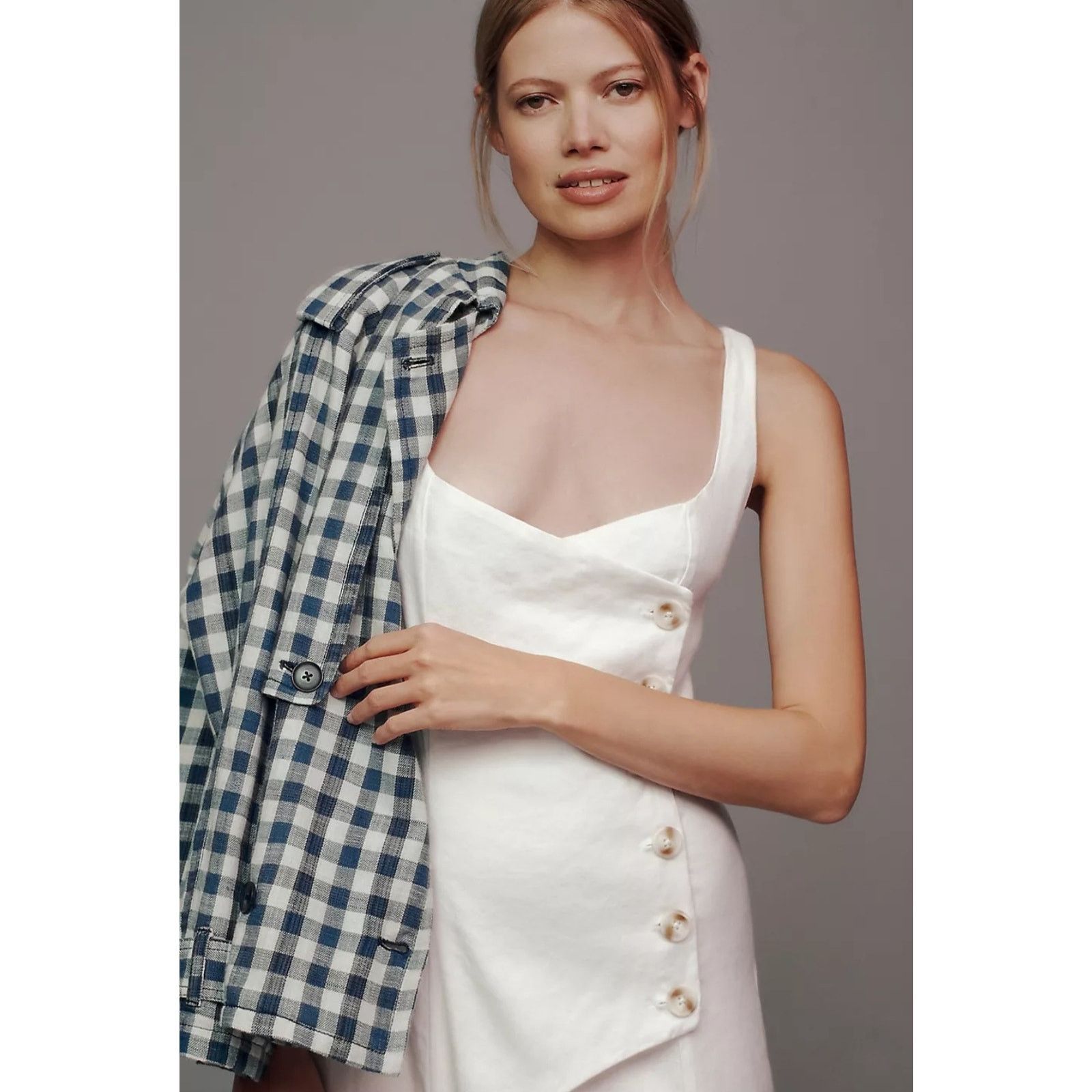Anthropologie NWT Sleeveless Square-Neck Linen Wrap Midi Dress $178 1X Size XXL / US 16-18 / IT 52-54 - 6 Thumbnail