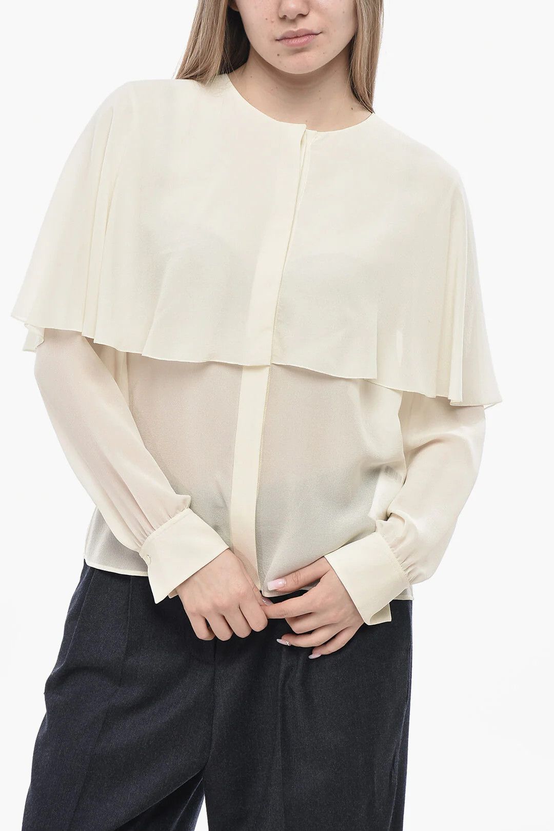 Chloe og1mm0426 Silk Blouse in White Size M / US 6-8 / IT 42-44 - 1 Thumbnail