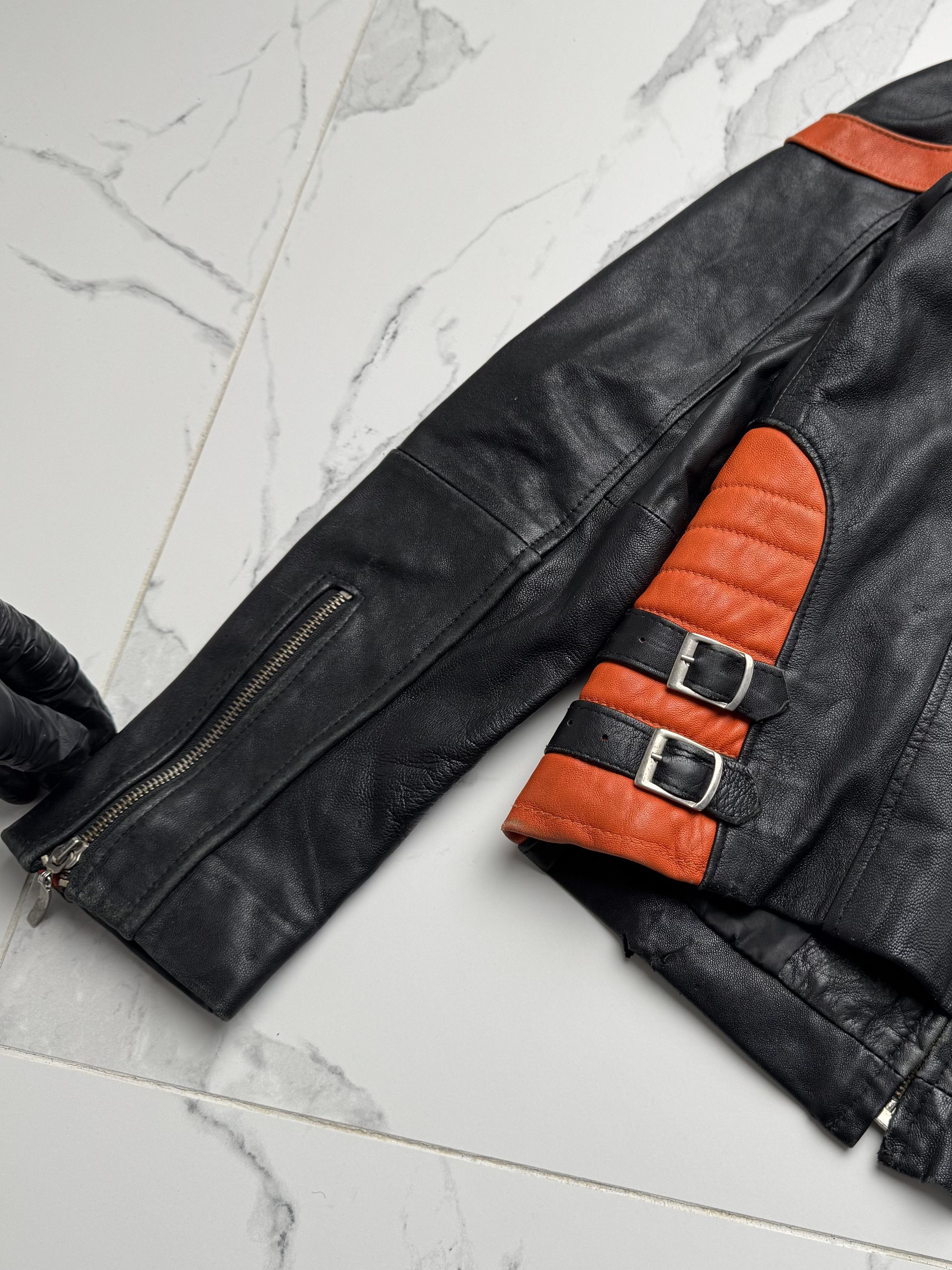 Vintage Y2K Leather Jacket Womens Orange Biker Zip Up Moto Style Size M / US 6-8 / IT 42-44 - 20 Thumbnail