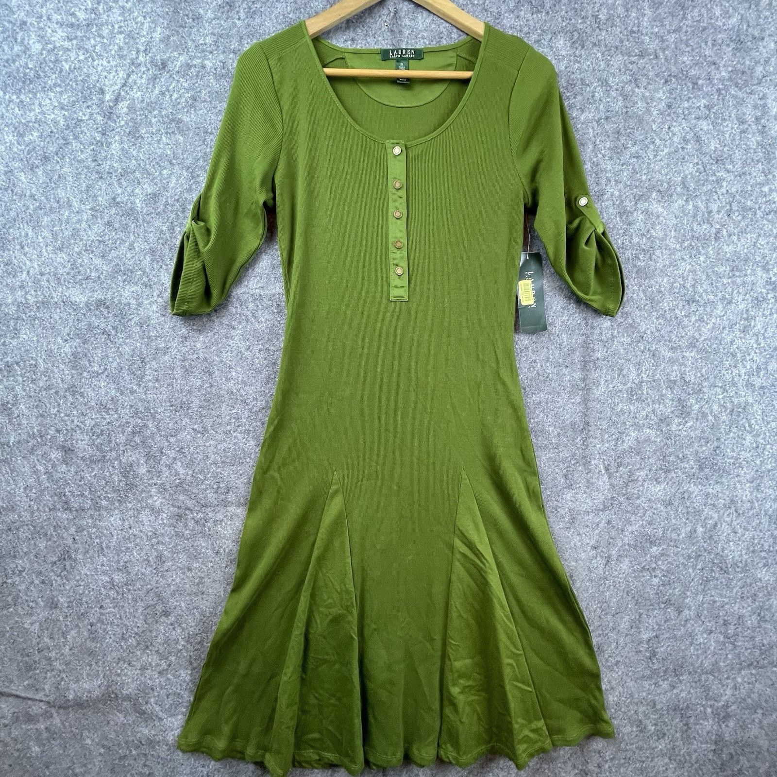 Ralph Lauren Lauren Ralph Lauren Dress Medium Olive Henley Dolman Flare Size M / US 6-8 / IT 42-44 - 1 Thumbnail