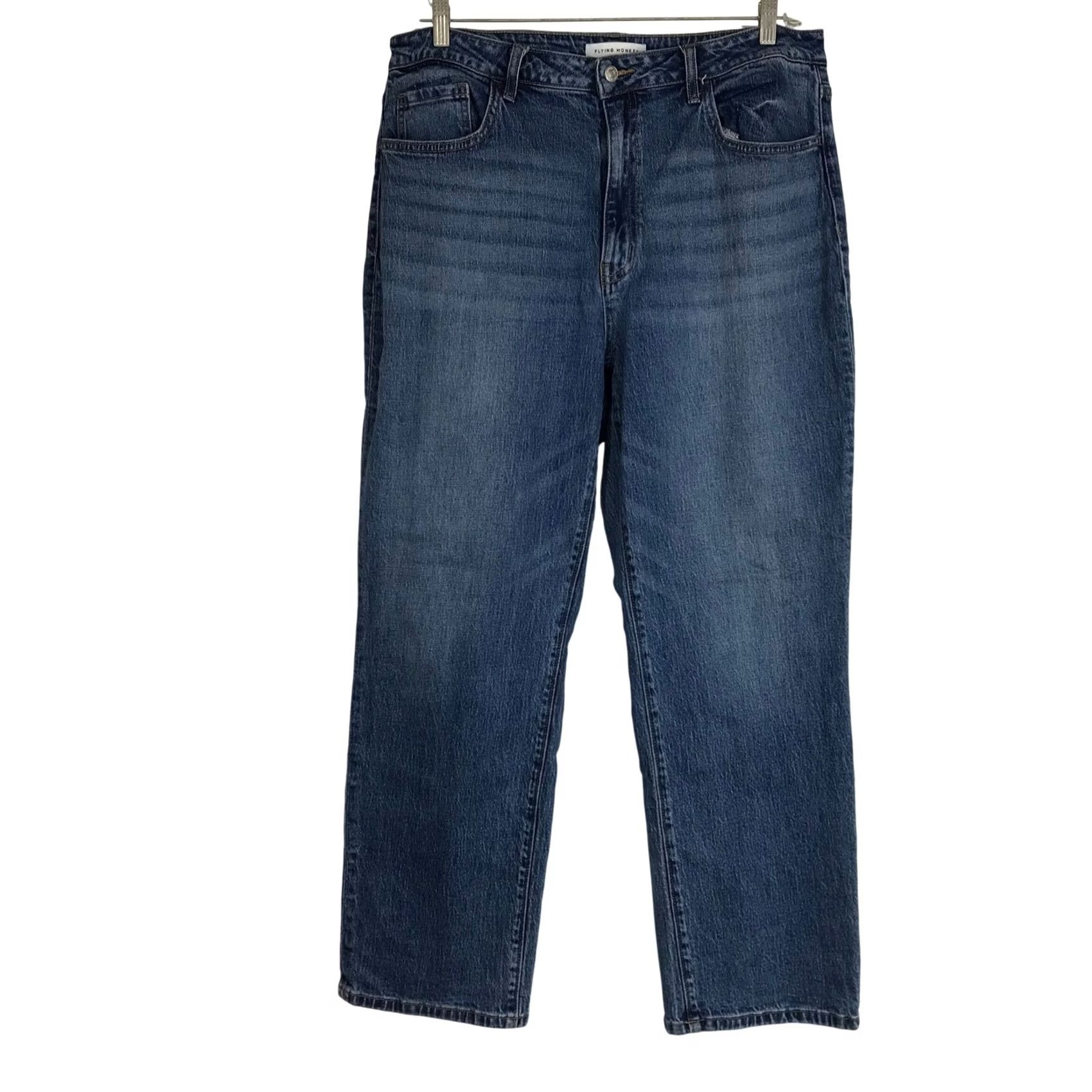 Vintage Flying Monkey High Rise Straight Jeans Medium Wash Women Size 13 Denim Cotton Blend Spandex 5-Pocket Button Zip N/A Size 34" / US 12 / IT 48 - 2 Thumbnail