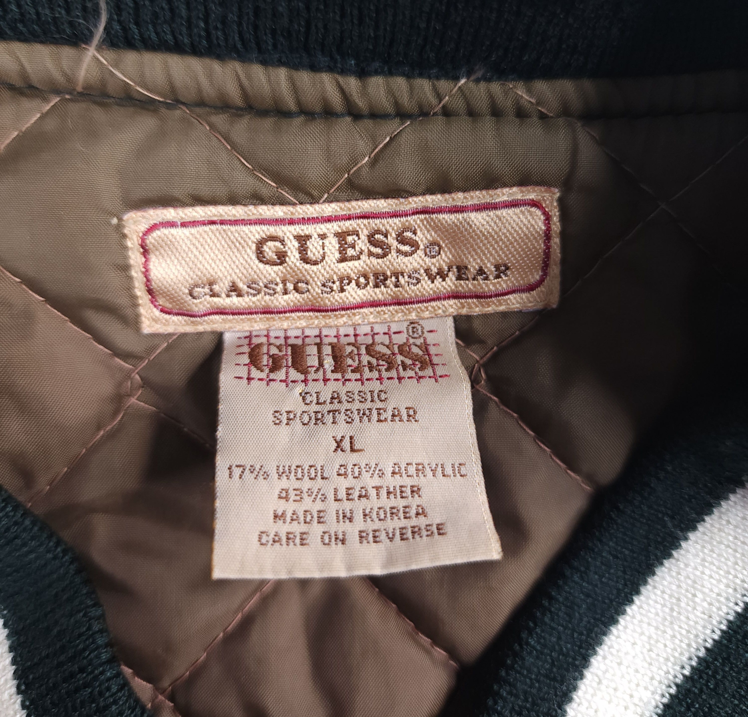 Guess Vintage Guess classic sportwear wool/leather varsity jacket Size US XL / EU 56 / 4 - 5 Thumbnail