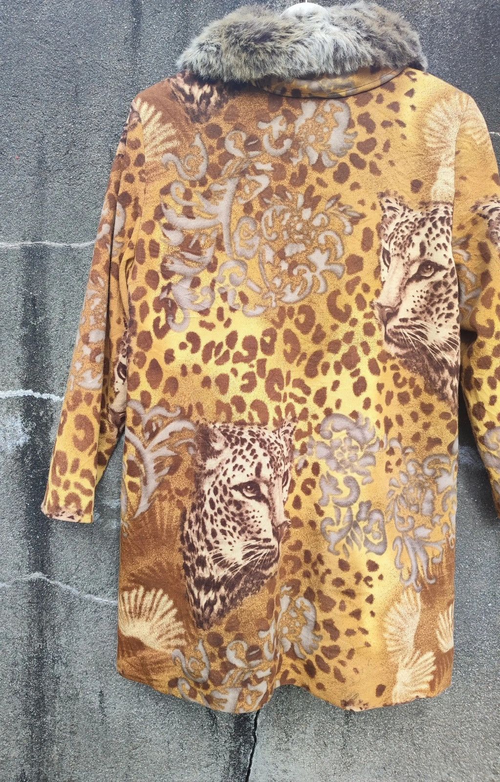 Designer × Vintage Vintage Leopard Print Faux Fur Collar Coat (90s) Size L / US 10 / IT 46 - 9 Thumbnail