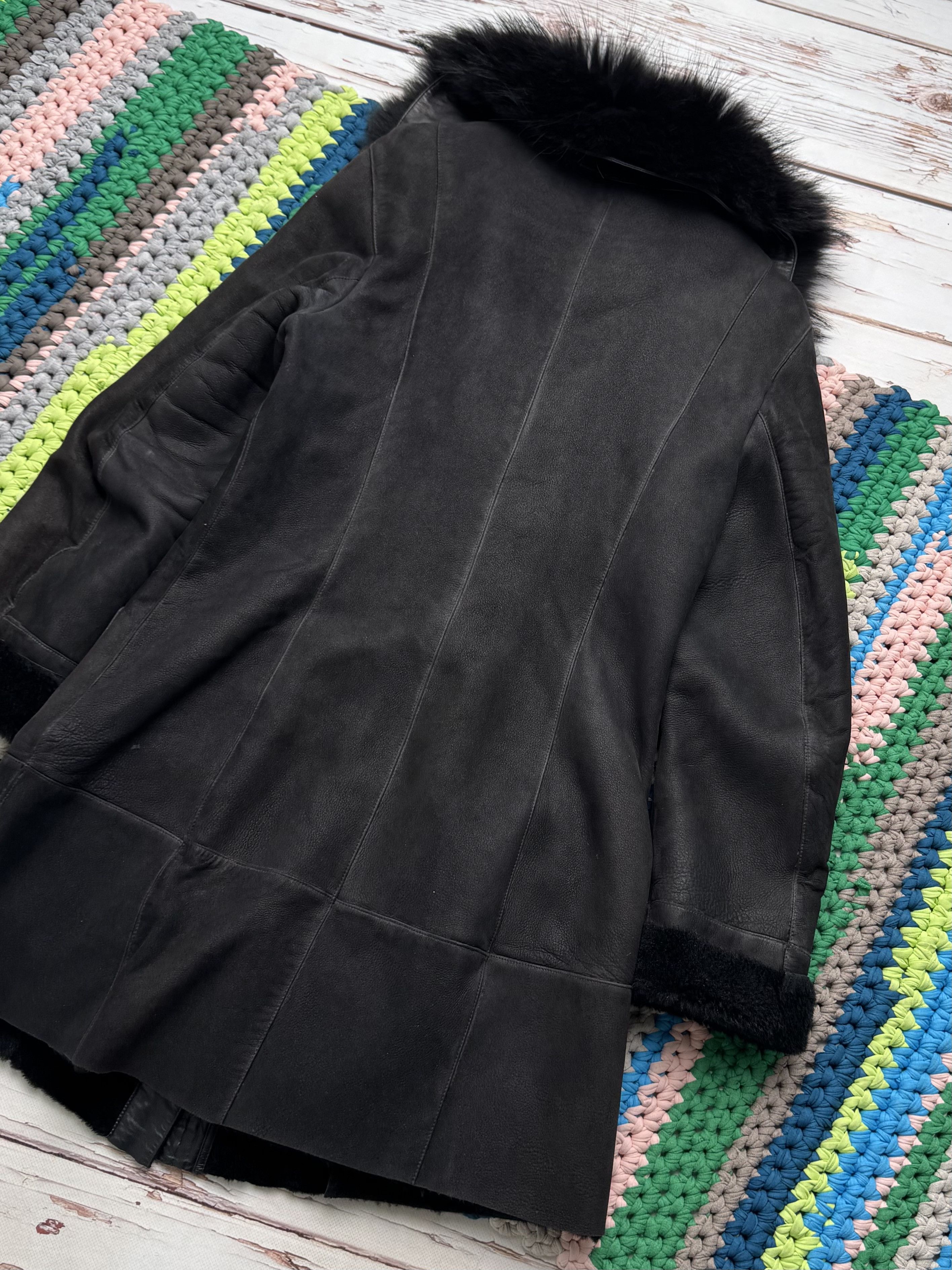 Vintage Women Vintage Sheepskin Leather Coat Black Fur Collar Size M / US 6-8 / IT 42-44 - 15 Thumbnail