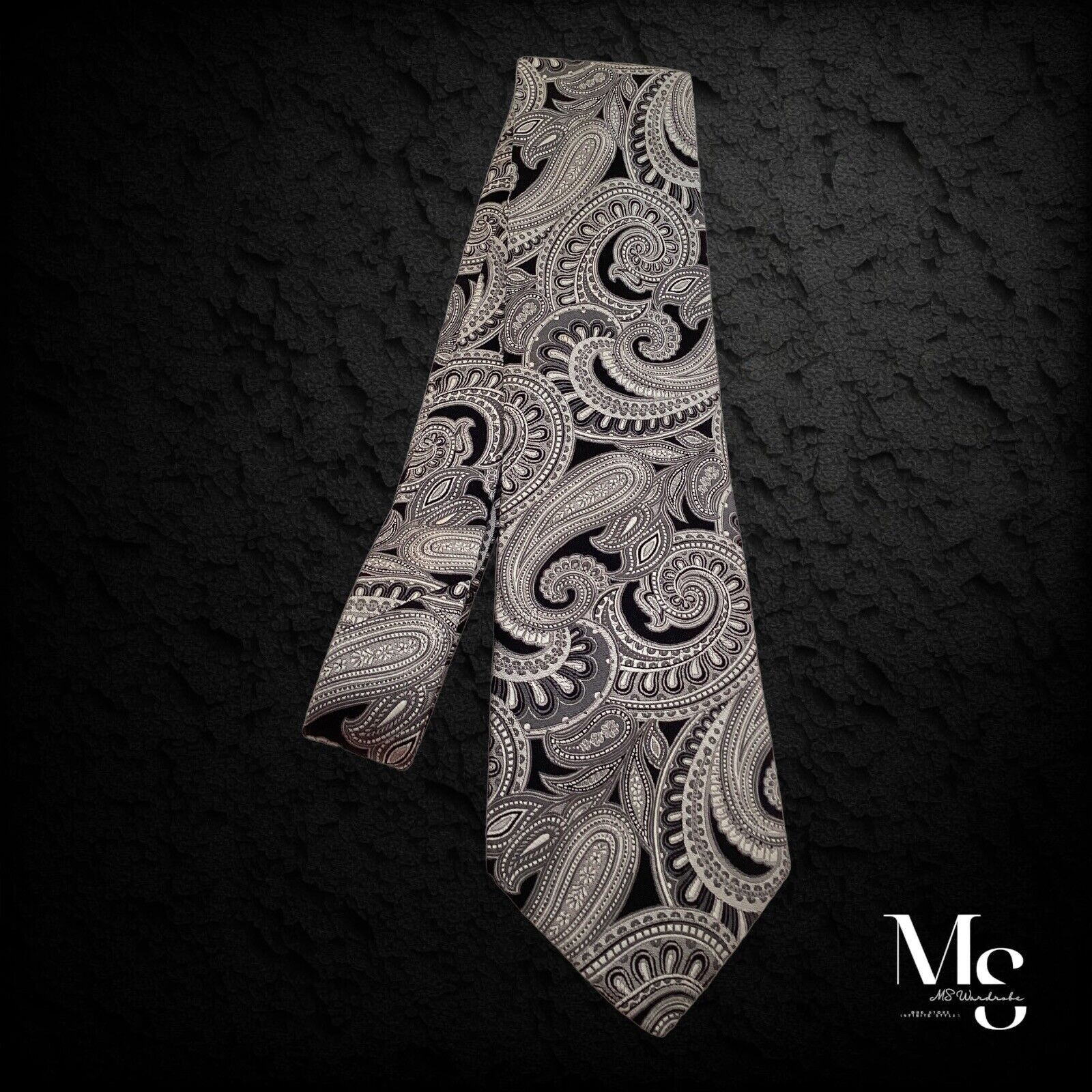 Ike Behar IKE BEHAR Gray Paisley Luxury Silk Tie Hand Tailored In USA Size ONE SIZE - 5 Thumbnail