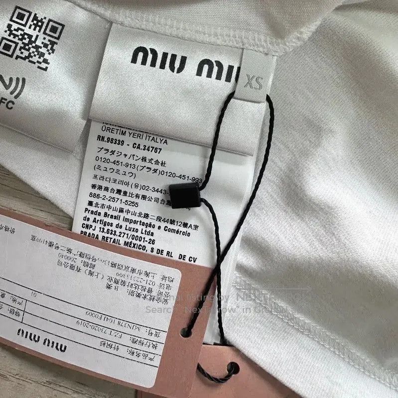 Miu Miu Miu Miu White Cotton Short Sleeve T-Shirt . Size XS / US 0-2 / IT 36-38 - 5 Thumbnail