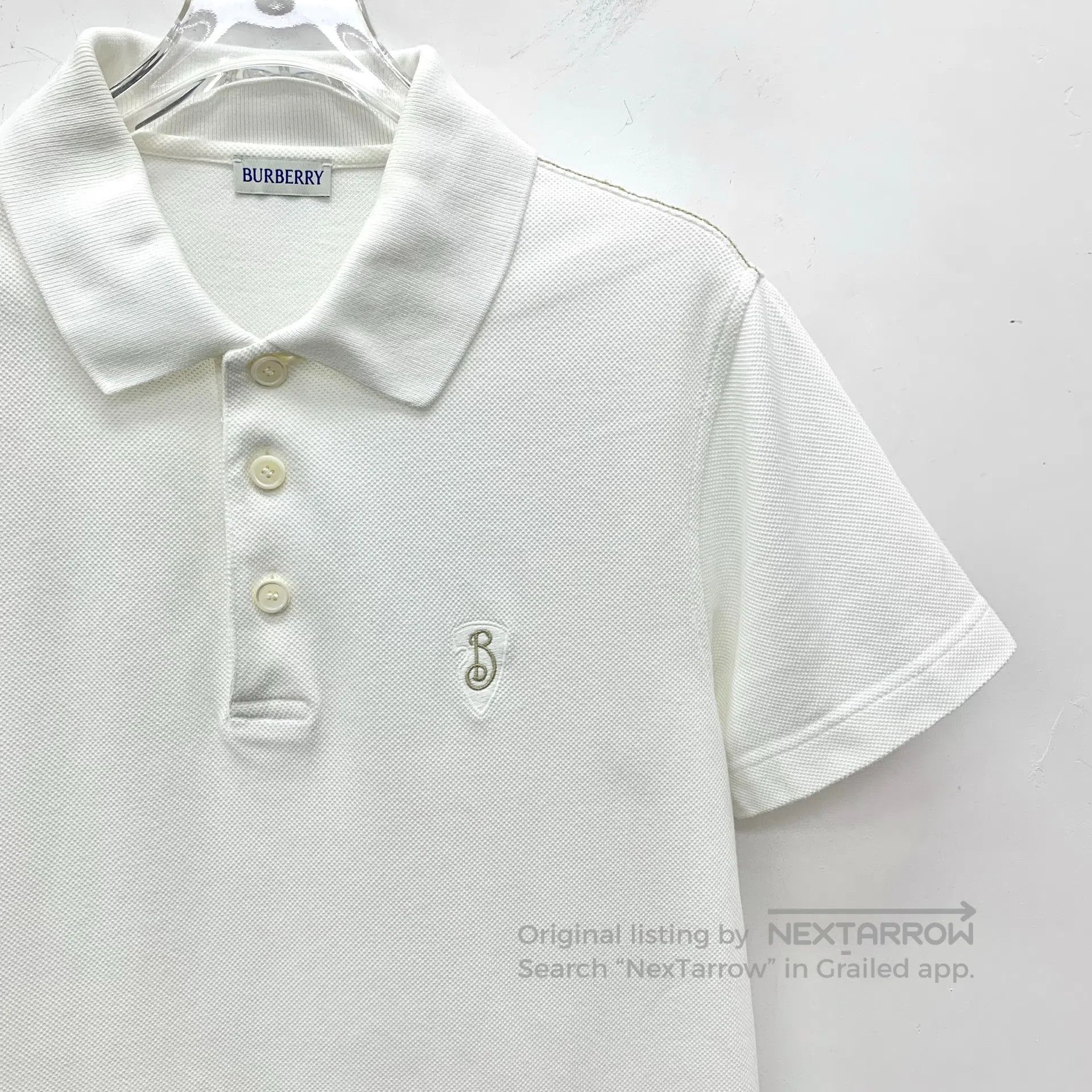 Burberry Burberry White Logo Embroidered Cotton Reversible Collar S Size US S / EU 44-46 / 1 - 3 Thumbnail