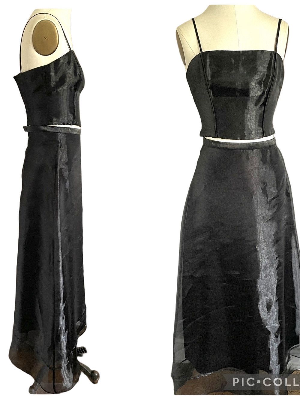 Vintage Vintage Black Organza Bustier Maxi 2-Piece Skirt Suit Set Size XS / US 0-2 / IT 36-38 - 10 Thumbnail