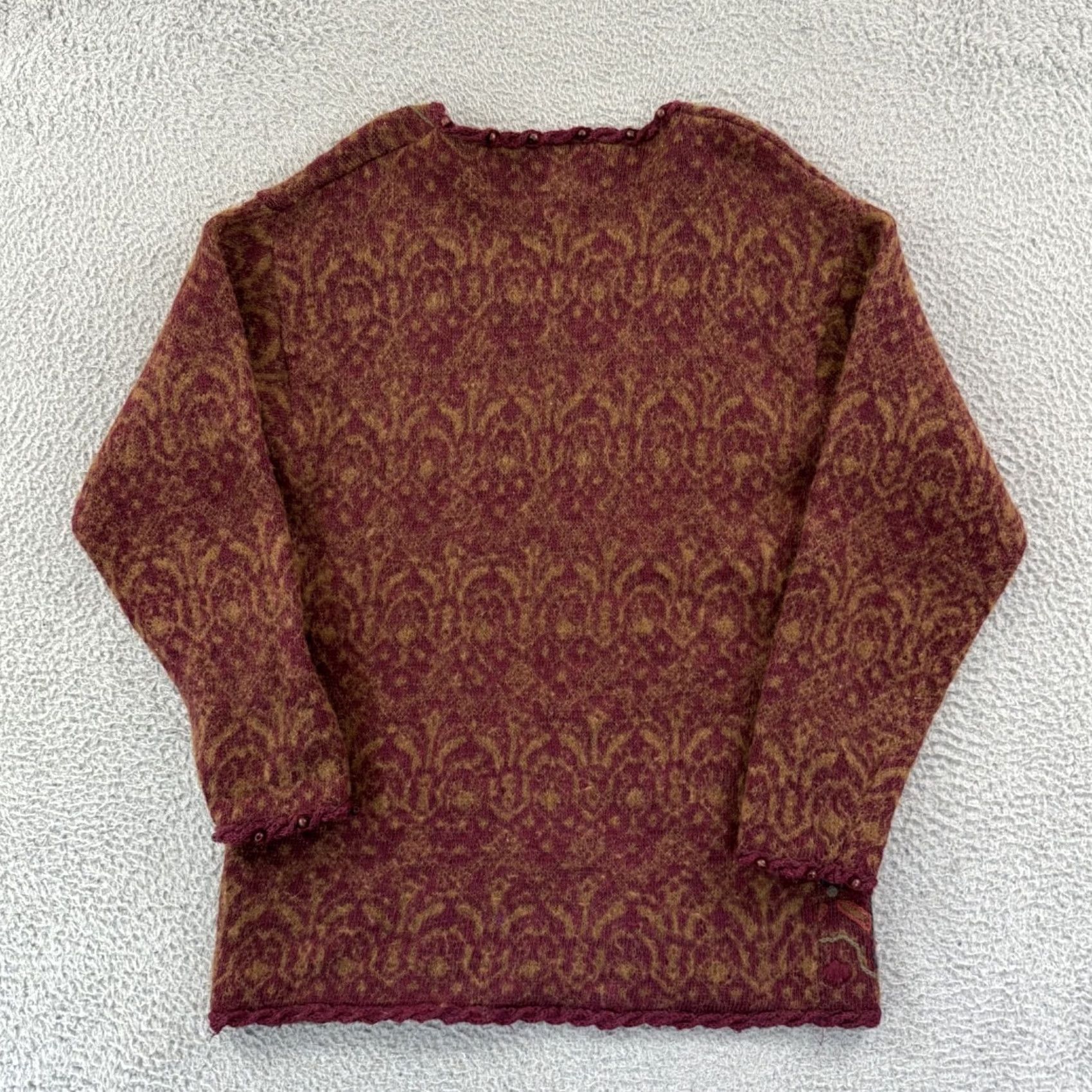 Express VINTAGE Express Sweater Women Medium Red Abstract Mohair Wool Tunic Boho 90s Tricot Womens Size M / US 6-8 / IT 42-44 - 7 Thumbnail