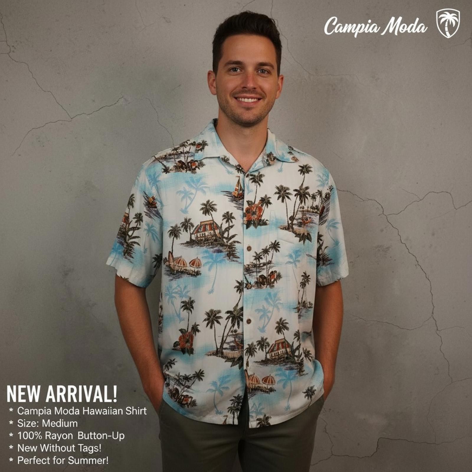 Campia Moda Campia Moda Hawaiian Rayon Button-Up Shirt Medium Size US M / EU 48-50 / 2 - 1 Thumbnail