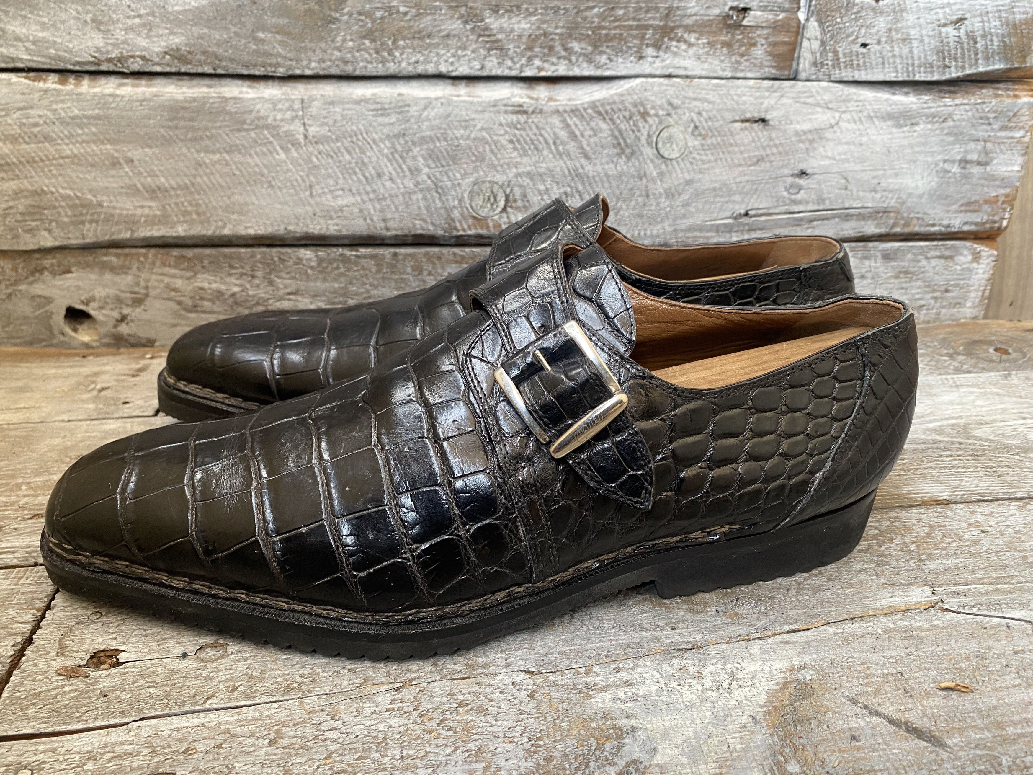 Mauri exotic alligator monkstrap dress shoes sz 10