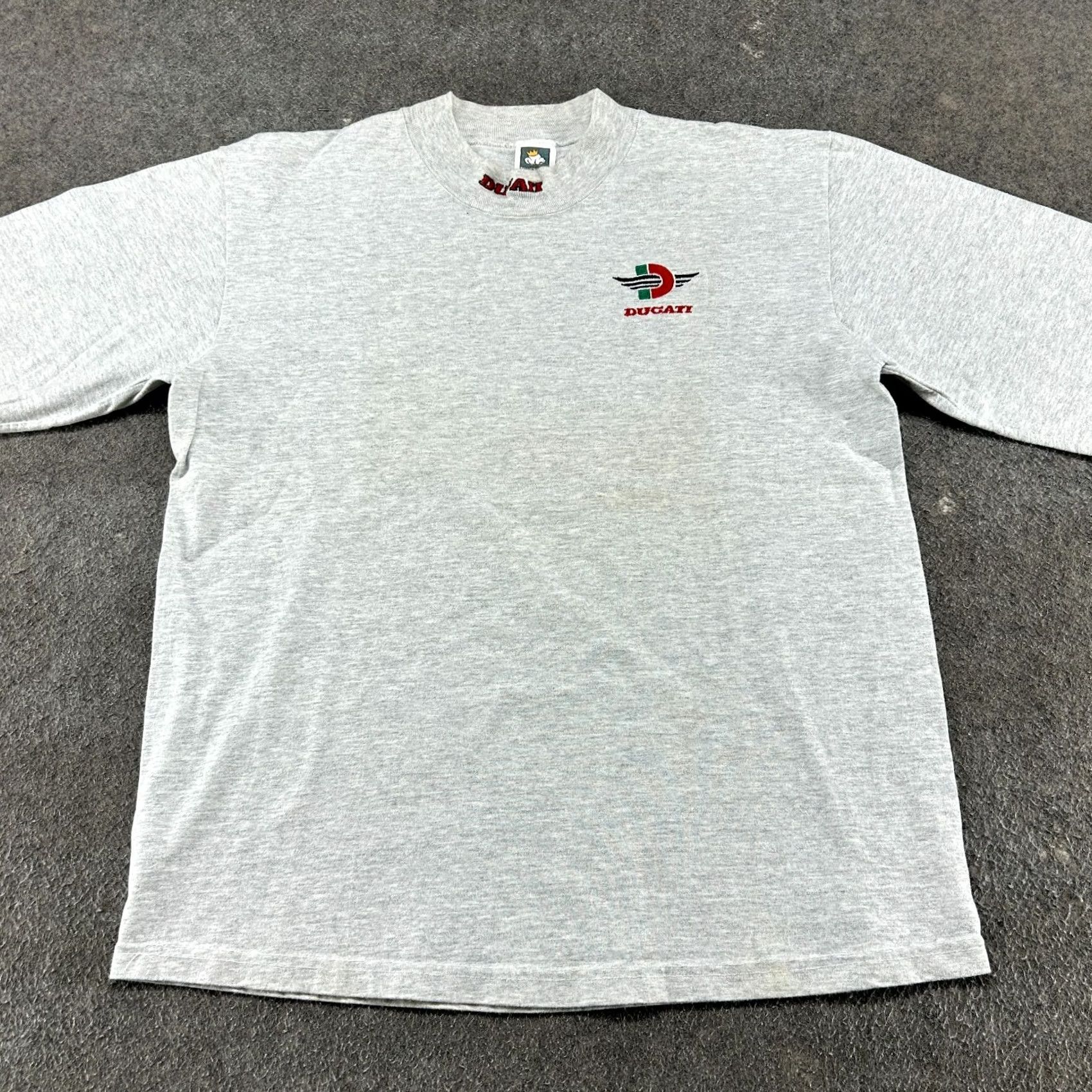 Anvil VINTAGE Ducati Motorcycles Shirt Mens L Grey Long Sleeve Cotton Mock Neck 90s Size US L / EU 52-54 / 3 - 3 Thumbnail