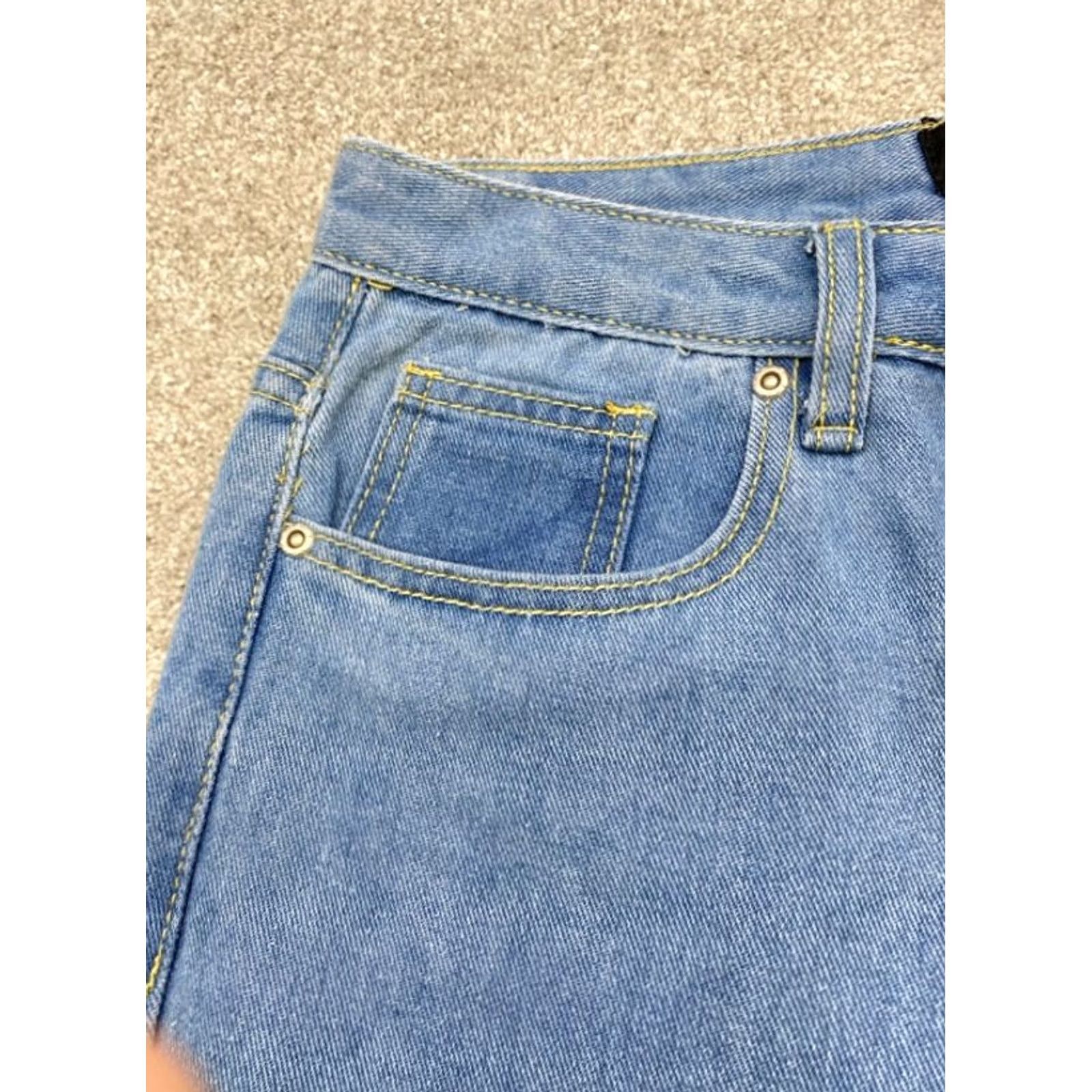 PrettyLittleThing NWT Pretty Little Things Jeans Turnup Mom Women's 8 Blue Denim 28 Inseam 30" 5-Pocket Rise 12.5" Cotton Spandex Regular 5746 Size 30" / US 8 / IT 44 - 2 Thumbnail