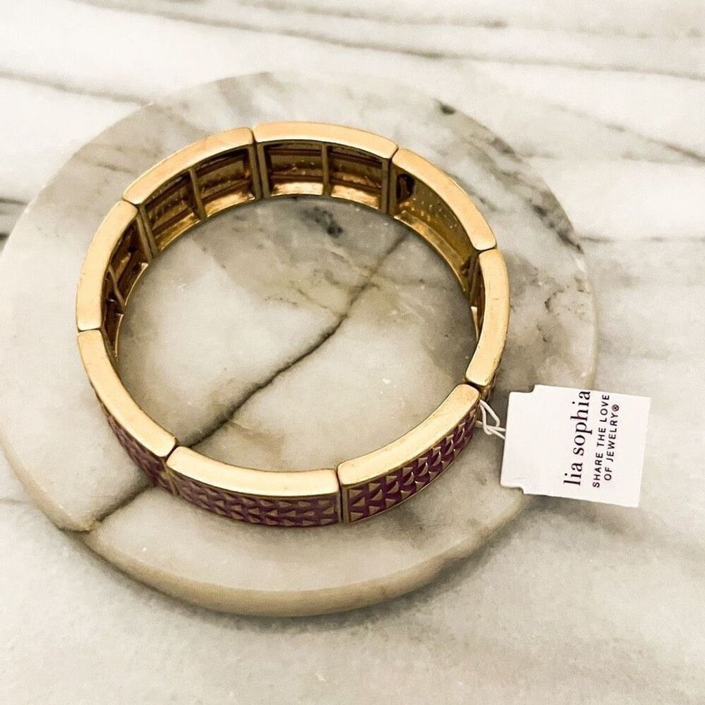 Jewelry Lia Sophia Stretch Bangle Bracelet Fuchsia Pink/Purple NWT Size ONE SIZE - 2 Thumbnail