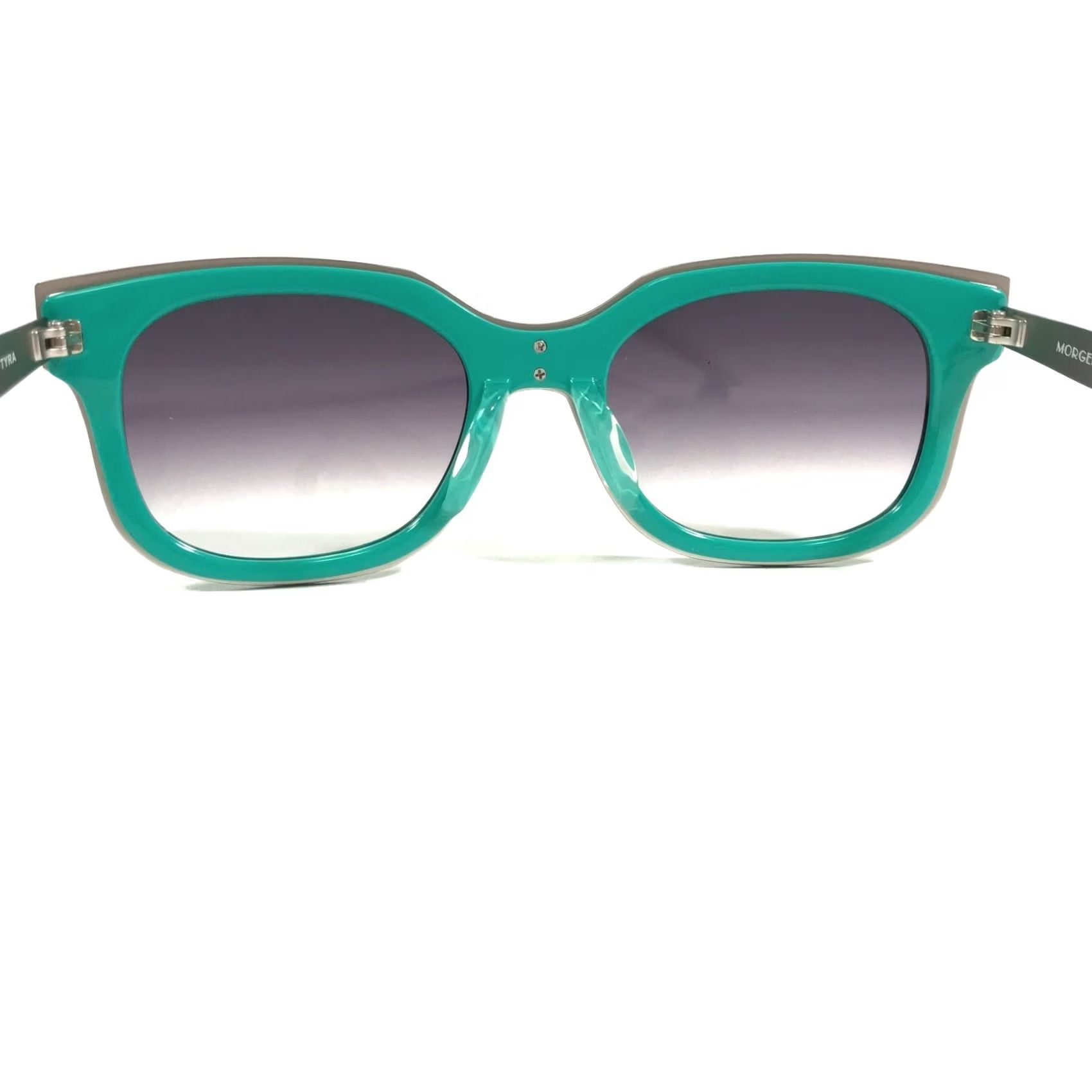 Morgenthal Frederics Sunglasses 266 TYRA Green Silver Square w/ Purple Lenses Morgenthal Frederics Sunglasses 266 TYRA Green Silver Square  main image 4