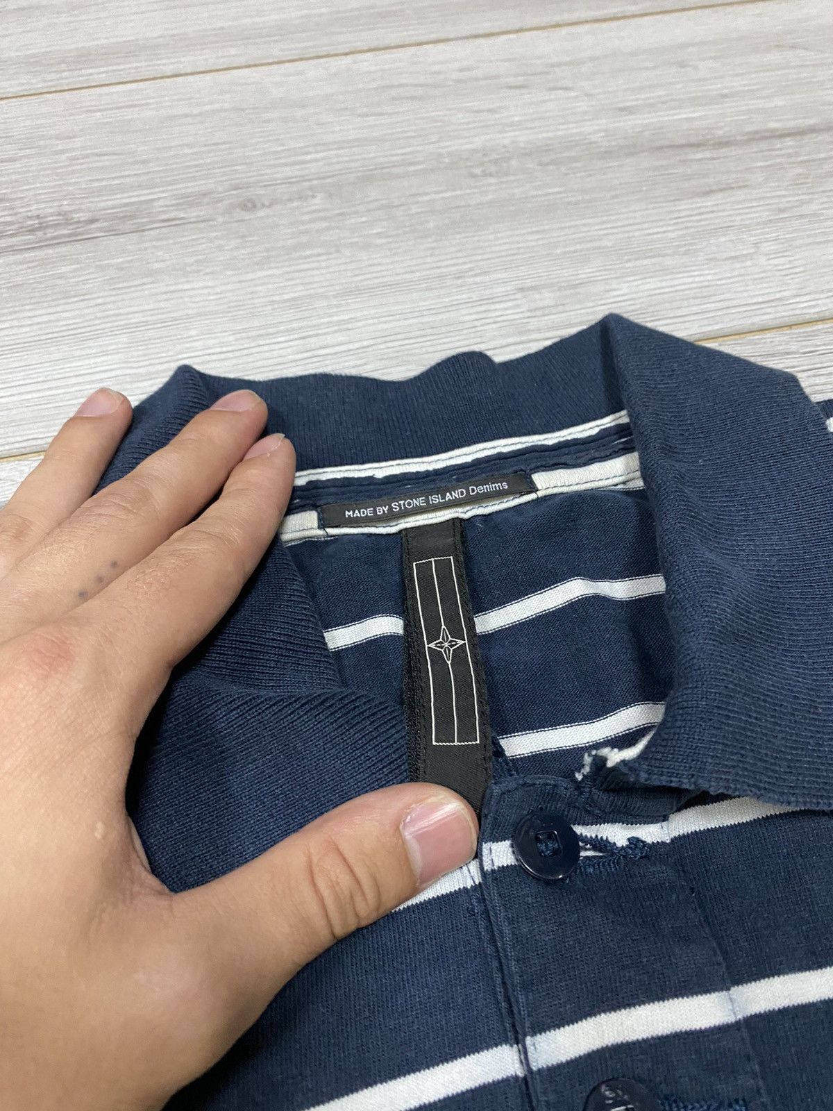 Stone Island Stone Island vintage striped compass polo Size US L / EU 52-54 / 3 - 6 Thumbnail