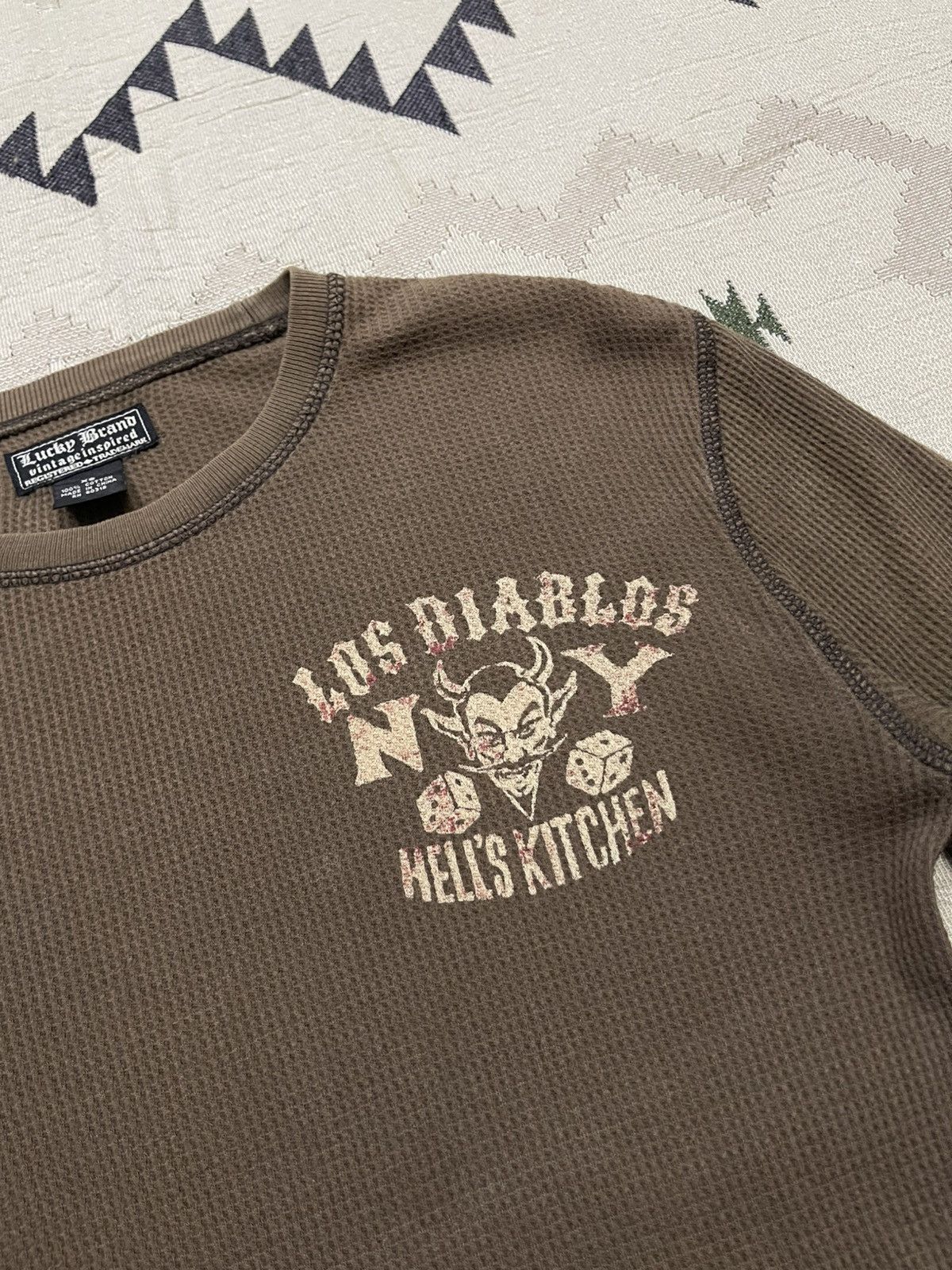 If Six Was Nine 2000s LOS DIABLOS DEVIL GRAPHIC THERMAL LONG SLEEVE SHIRT Size US XS / EU 42 / 0 - 8 Thumbnail