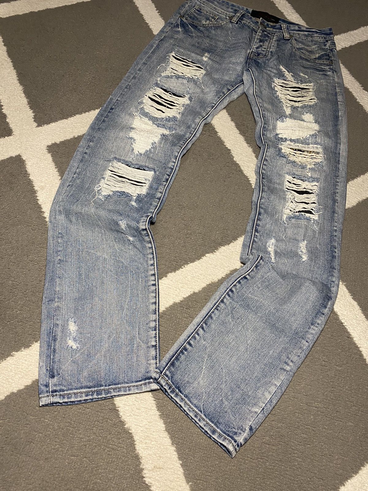 Designer × Vintage Men’s distressed Slim Fit Denim Pants Trousers Drill Size US 28 / EU 44 - 8 Thumbnail