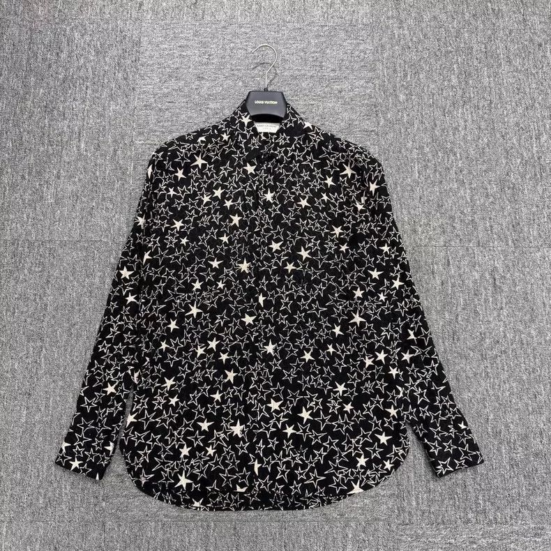 Saint Laurent Paris Saint Laurent Paris Black Star Print Long Sleeve Shirt-250 Size US M / EU 48-50 / 2 - 1 Thumbnail