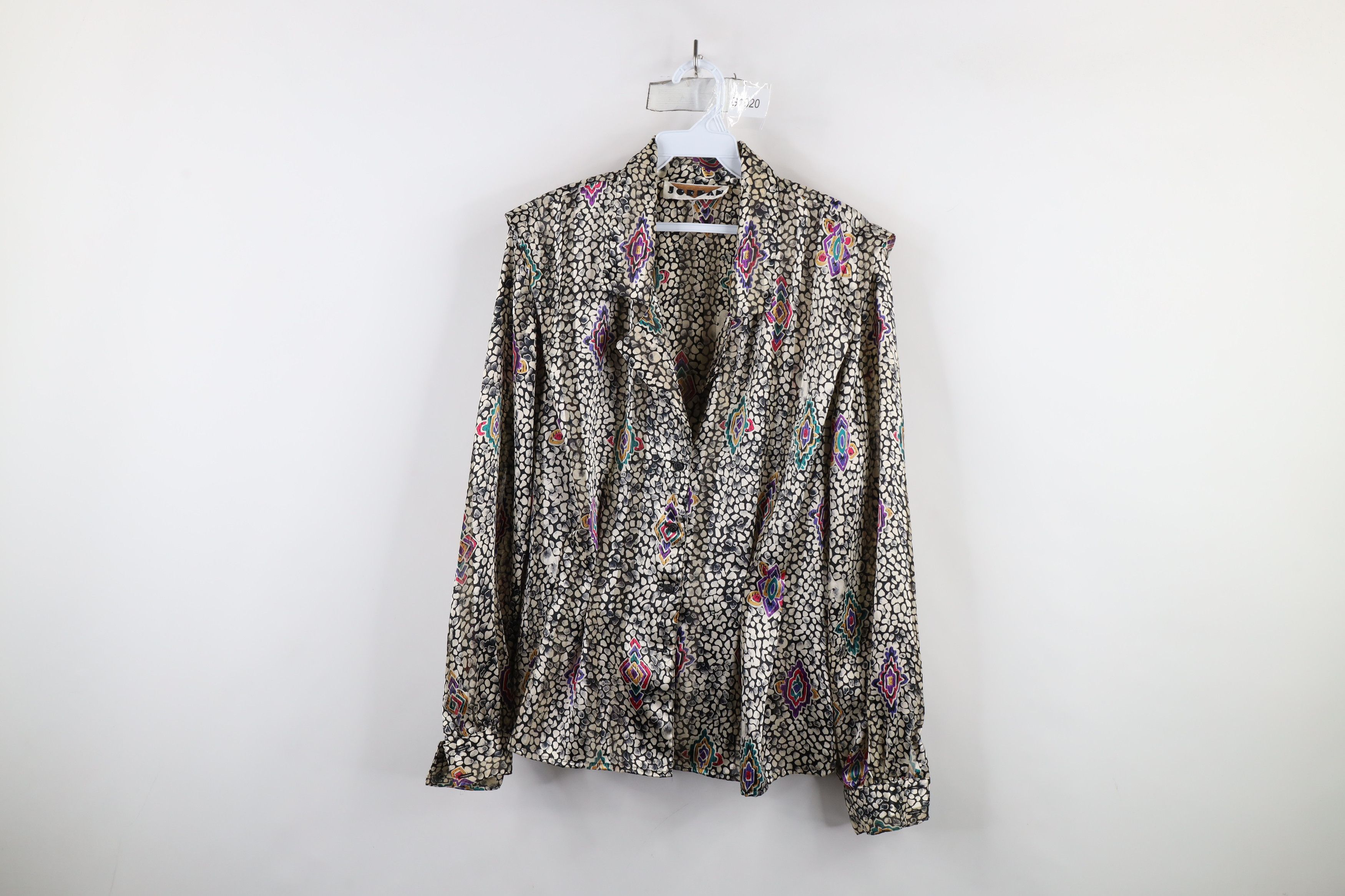Vintage Vintage 90s Geometric Sheer Silky Polyester Button Shirt Size XL / US 12-14 / IT 48-50 - 1 Thumbnail
