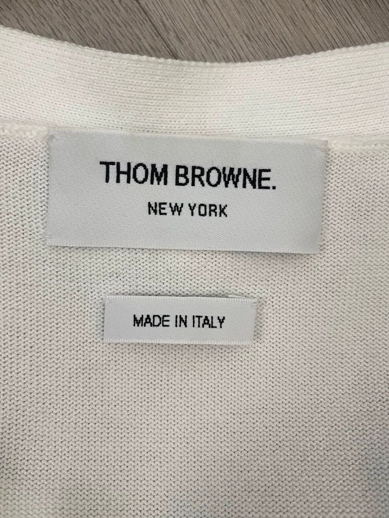 Thom Browne Thom browne White anchor four-striped knitted cardigan jack Size S / US 4 / IT 40 - 5 Thumbnail
