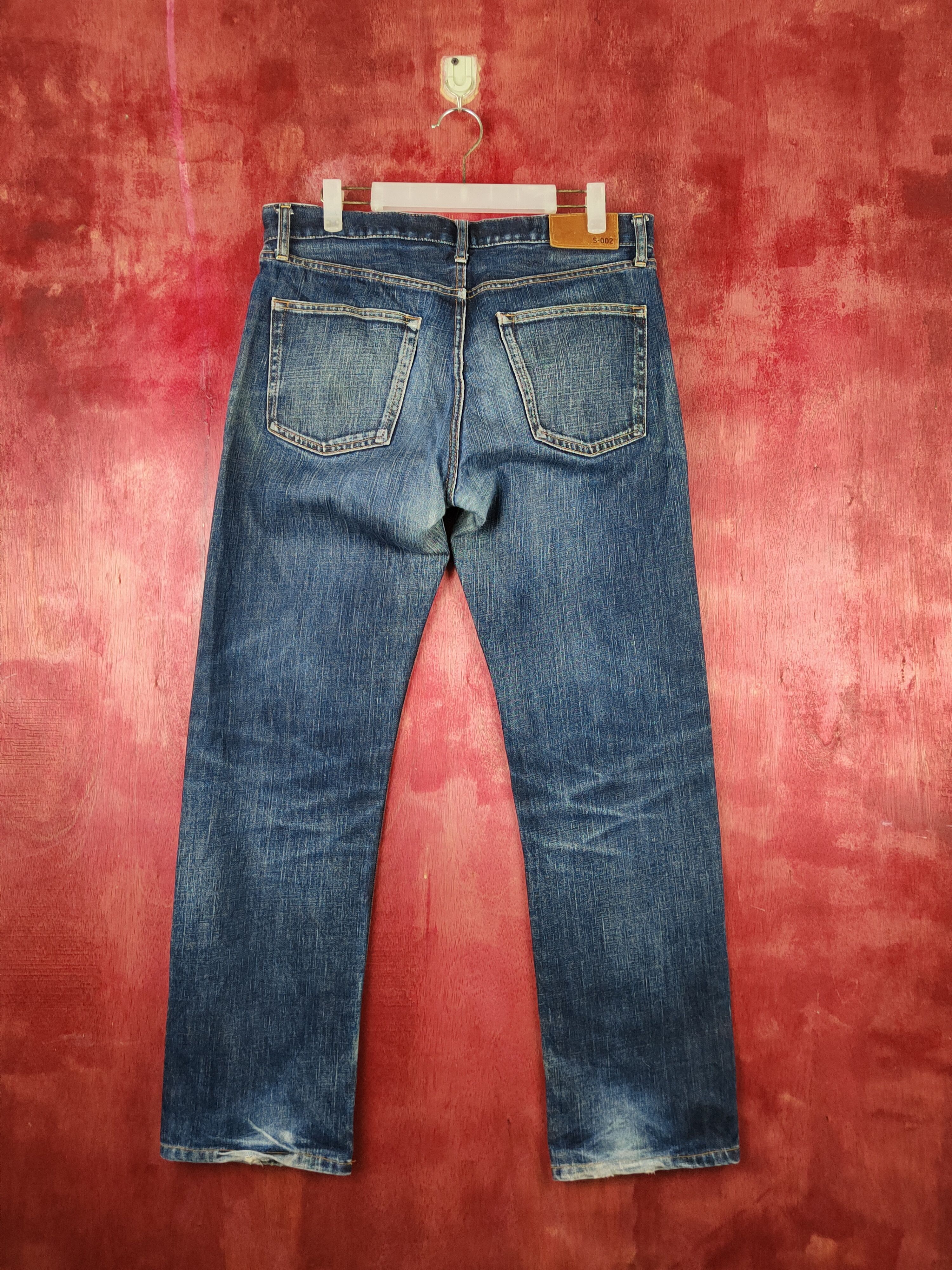 Japanese Brand Uniqlo Dark Blue Distressed Ripped Jeans #S1678 Size US 32 / EU 48 - 8 Thumbnail