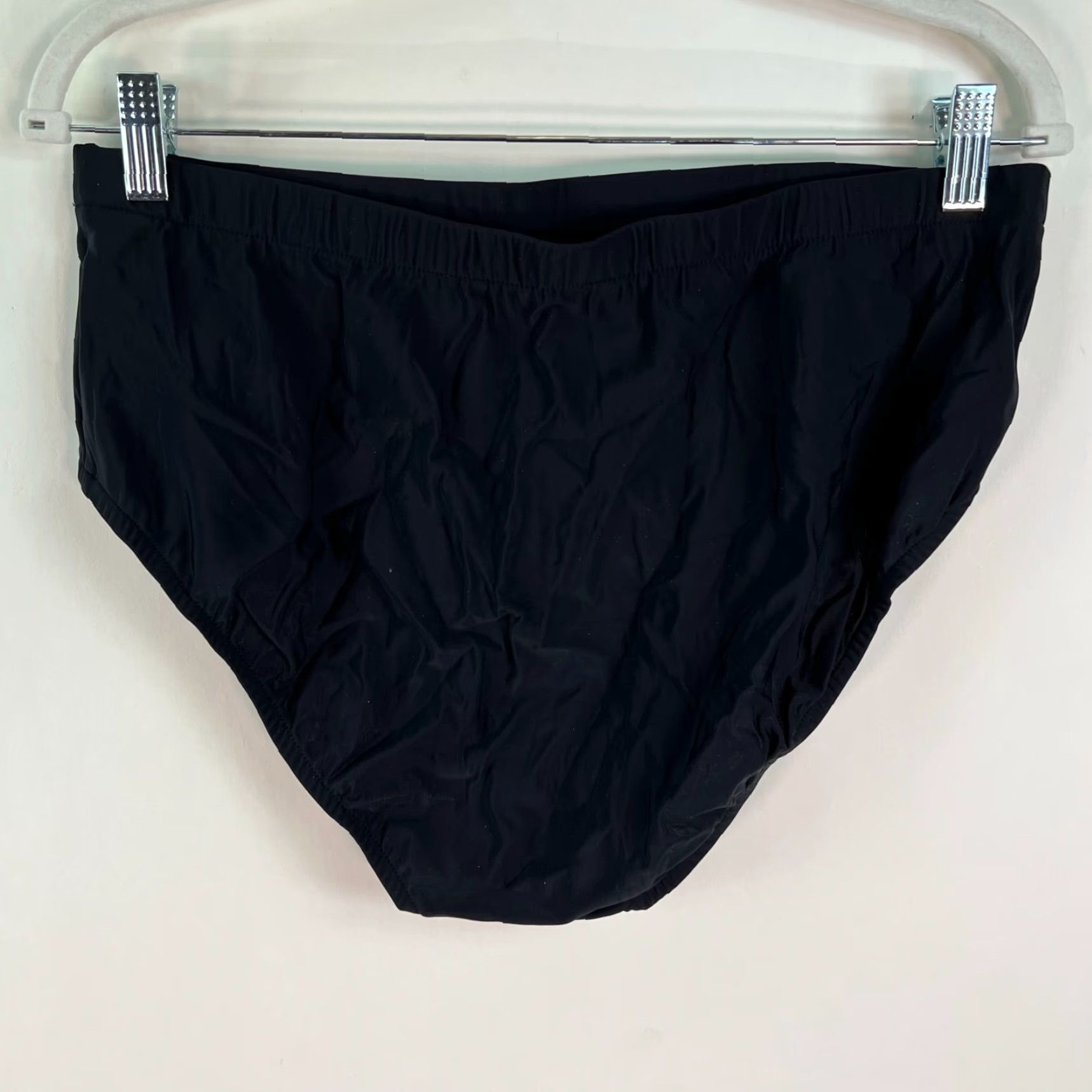 Vintage Swim Solutions Bikini Bottom Size 20 Black High Waist Elastic Stretch Womens Size 42" / US 20 - 2 Thumbnail