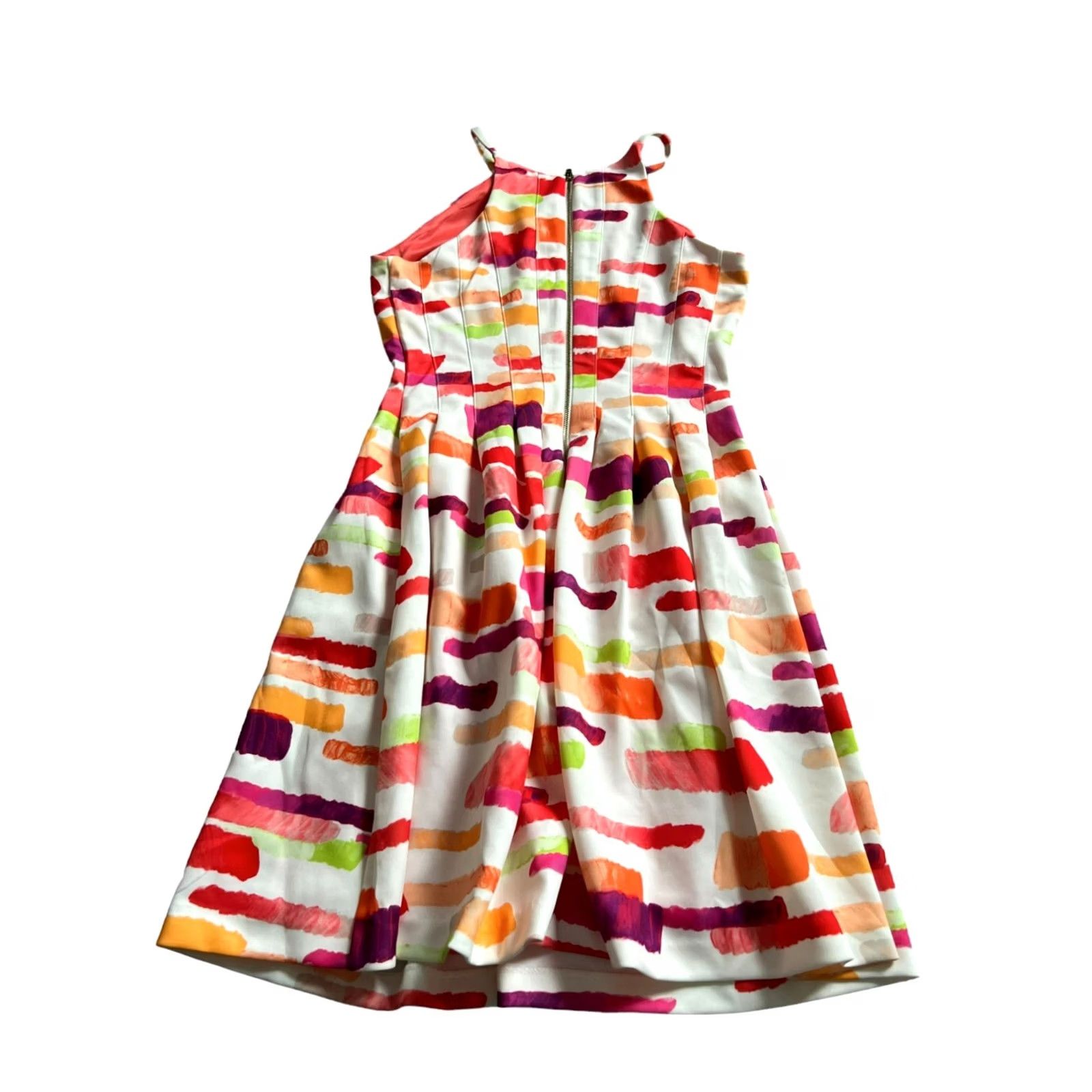 Vince Camuto Vince Camuto Fit & Flare Womens Dress Watercolor Brush Stroke Sleeveless Size 6 Multicolor Size M / US 6-8 / IT 42-44 - 3 Thumbnail