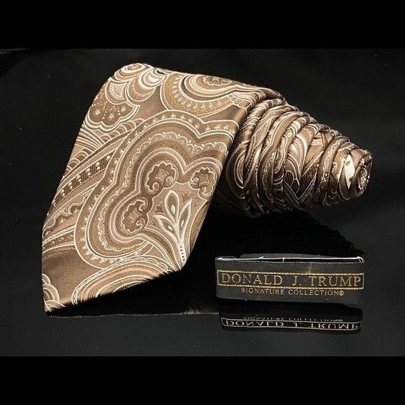 Donald Trump DONALD J. TRUMP~ SIGNATURE COLLECTION Brown White Paisley NE Size ONE SIZE - 6 Thumbnail