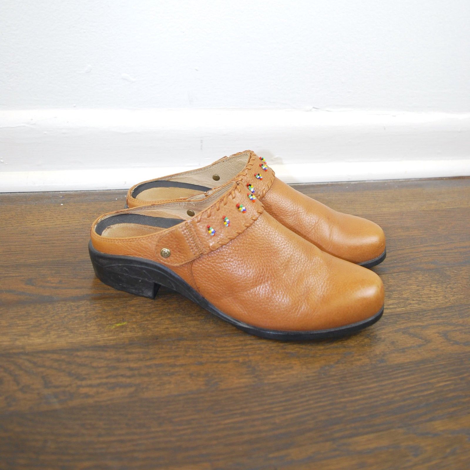 Ariat Ariat Brown Leather Beaded Closed Toe Sling Back Clogs Mules Size US 9 / IT 39 - 1 Thumbnail