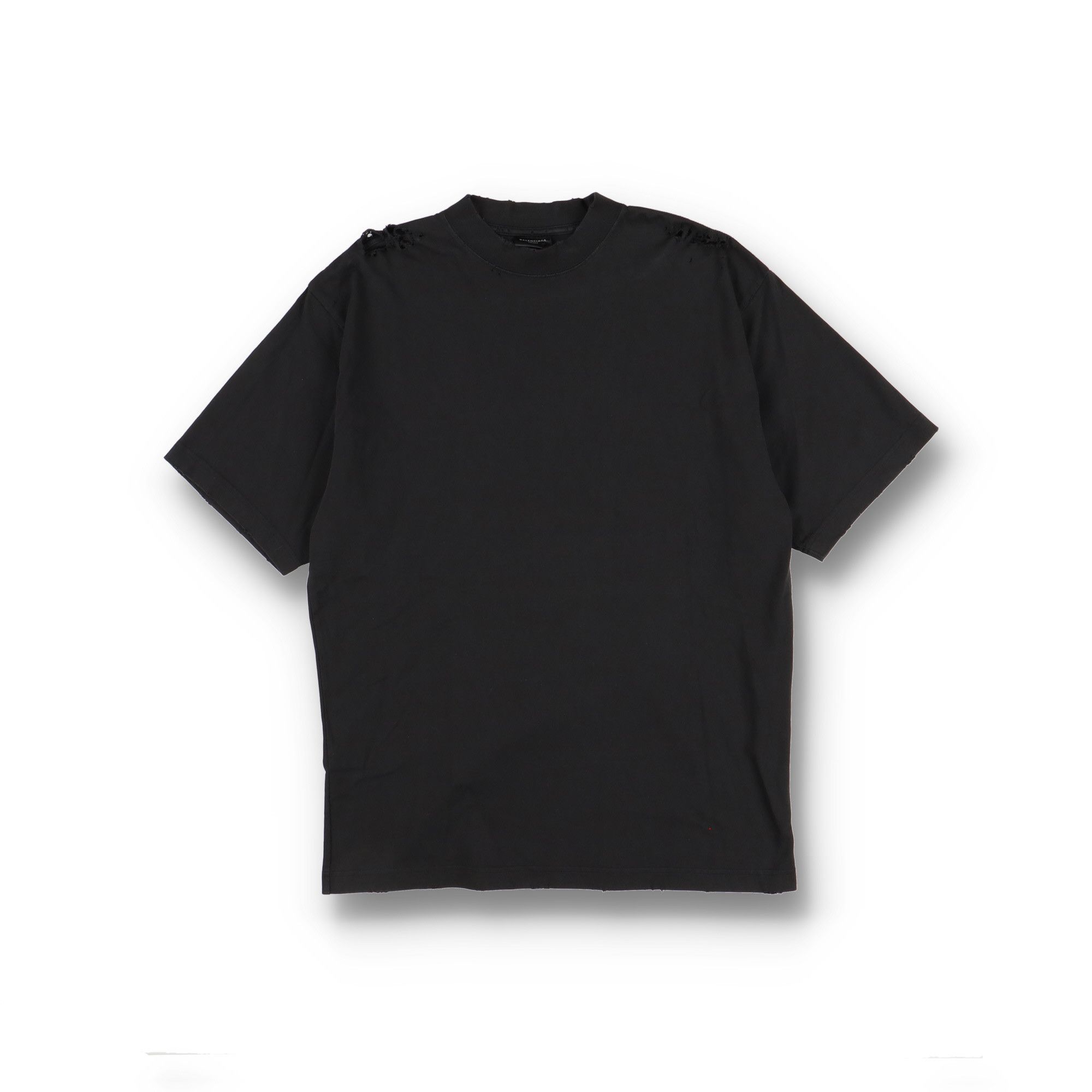 Balenciaga Washed Black Distressed Gothic Logo Oversized T-Shirt Size US XS / EU 42 / 0 - 8 Thumbnail