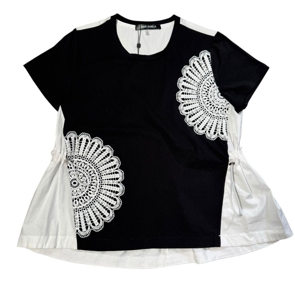 Other NWT New $99 Gabby Isabella Pointelle Flower Cotton Blouse S Size L / US 10 / IT 46 - 5 Thumbnail