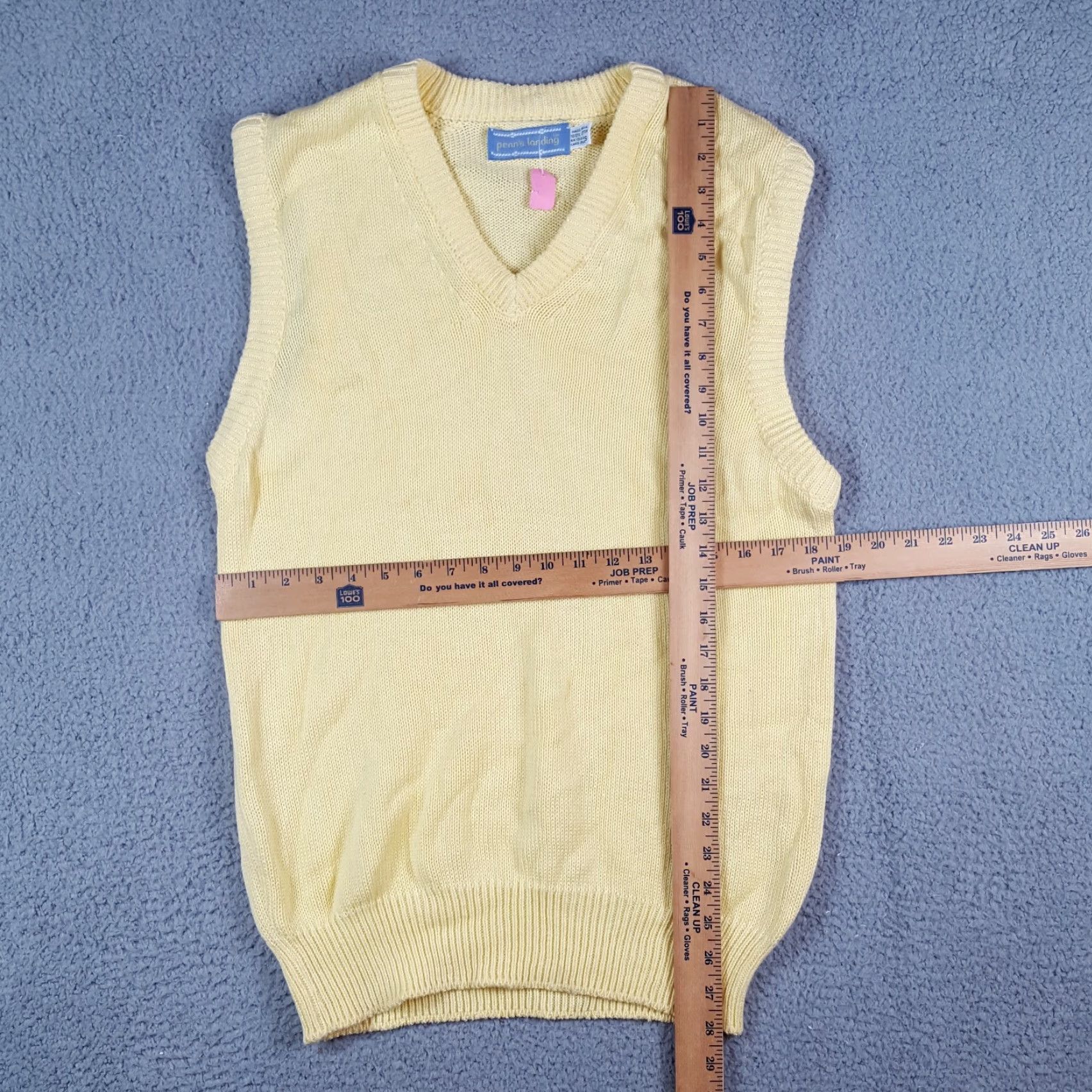 Vintage VINTAGE 80s Yellow Pullover Sweater V-Neck Men’s Small Preppy Knit Cotton Penn's Landing Long Sleeve Casual 90s Fall Winter Mens Size US S / EU 44-46 / 1 - 5 Thumbnail