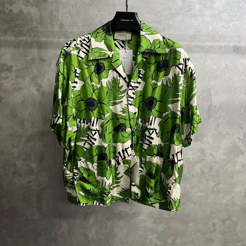 Gucci Gucci Green floral printed pattern logo short-sleeved shirt Size US XL / EU 56 / 4 - 1 Thumbnail