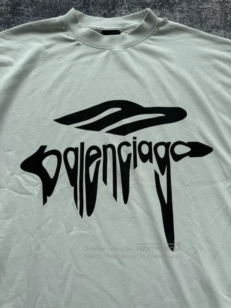 Balenciaga Balenciaga Off White Melted Logo Destroyed Short Sleeve Size US S / EU 44-46 / 1 - 3 Thumbnail