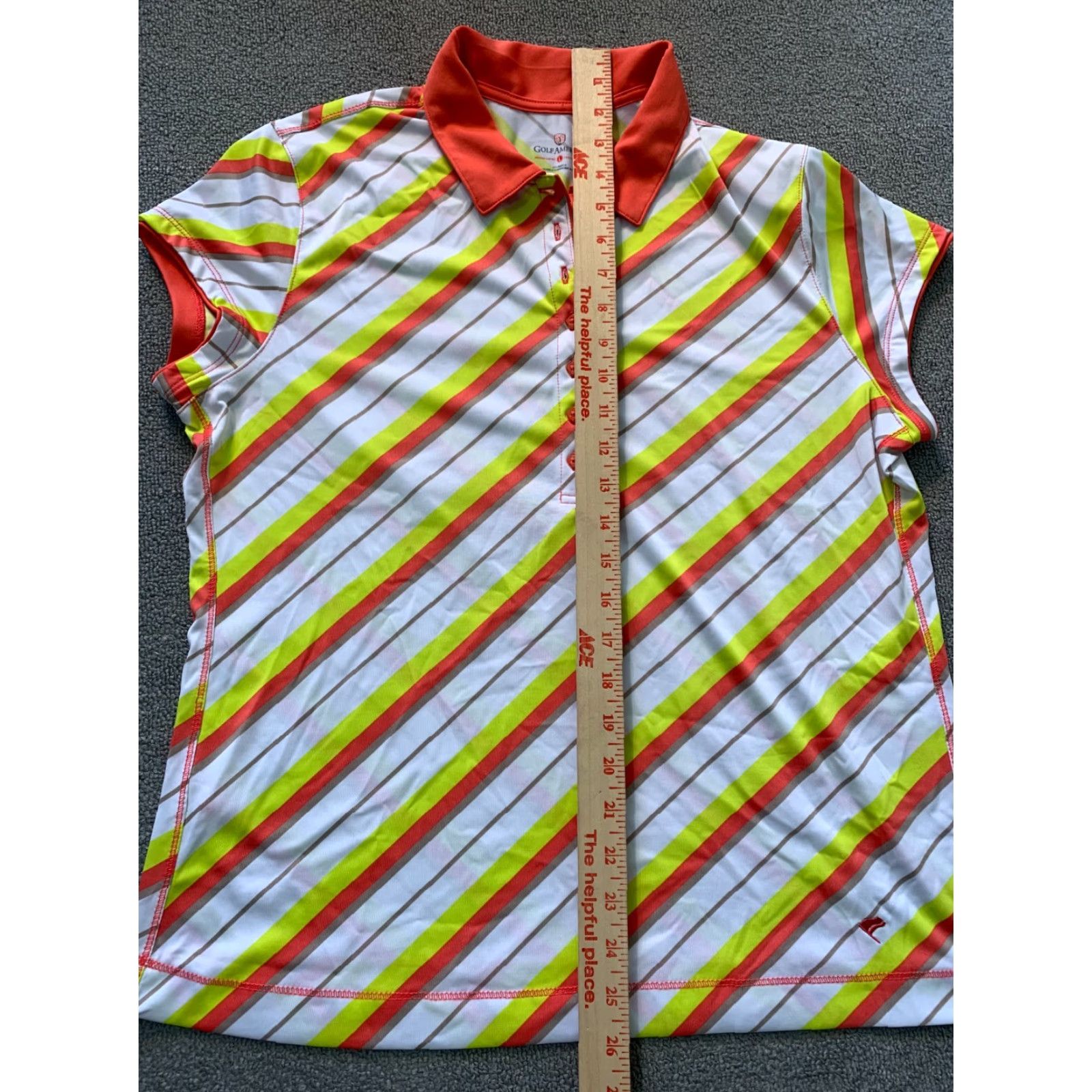 Good American Golf America Short Sleeve Polo Womens Large L Collar Polyester Multicolor Golf Activewear Women Mens Size 36" / US 14 / IT 50 - 4 Thumbnail