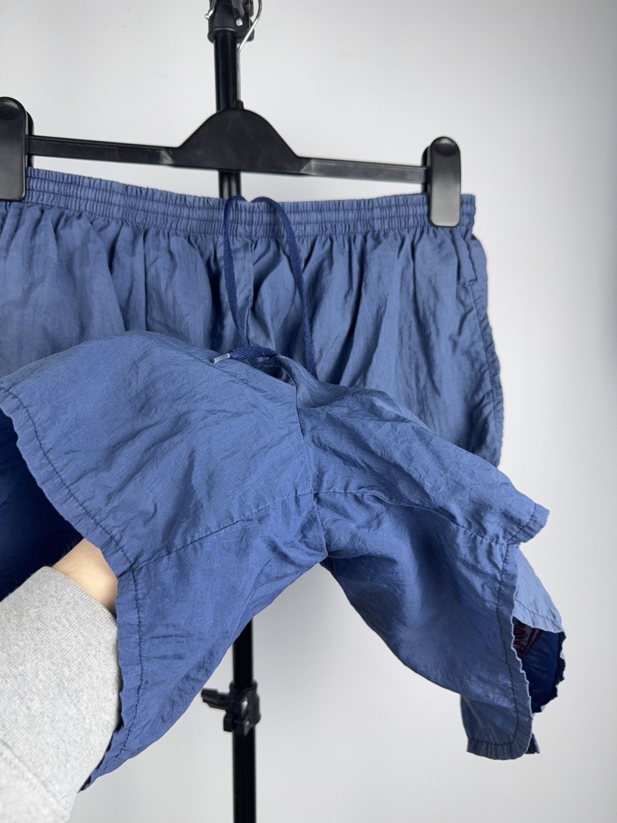 Nike 80s Retro Vintage Nike Swim Shorts Faded Blue Big Logo Y2K L Size US 35 - 3 Thumbnail