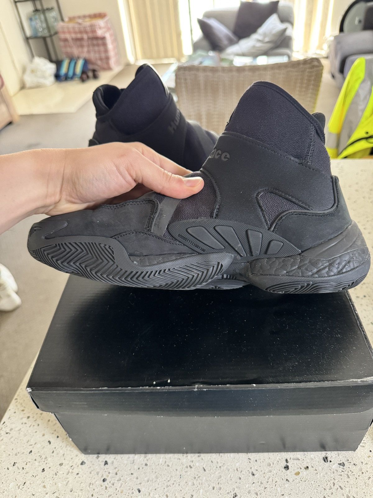 Adidas × Pharrell BYW 0 To 60 'Triple Black High Top Sneaker Boots GX2486 Size US 9.5 / EU 42-43 - 6 Thumbnail