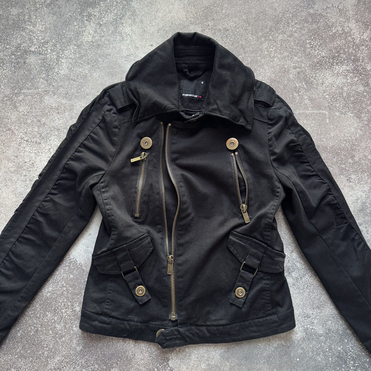 If Six Was Nine Y2K Zip Details Moto Gothic Cropped Jacket Size S / US 4 / IT 40 - 3 Thumbnail
