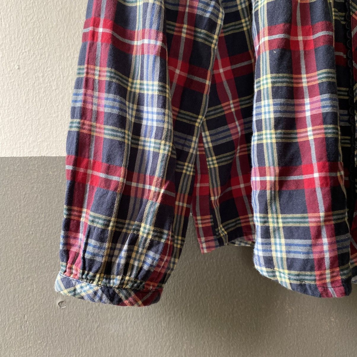 Japanese Brand Mezzo Piano Red Navy Check Long Sleeve Blouse Size S / US 4 / IT 40 - 21 Thumbnail