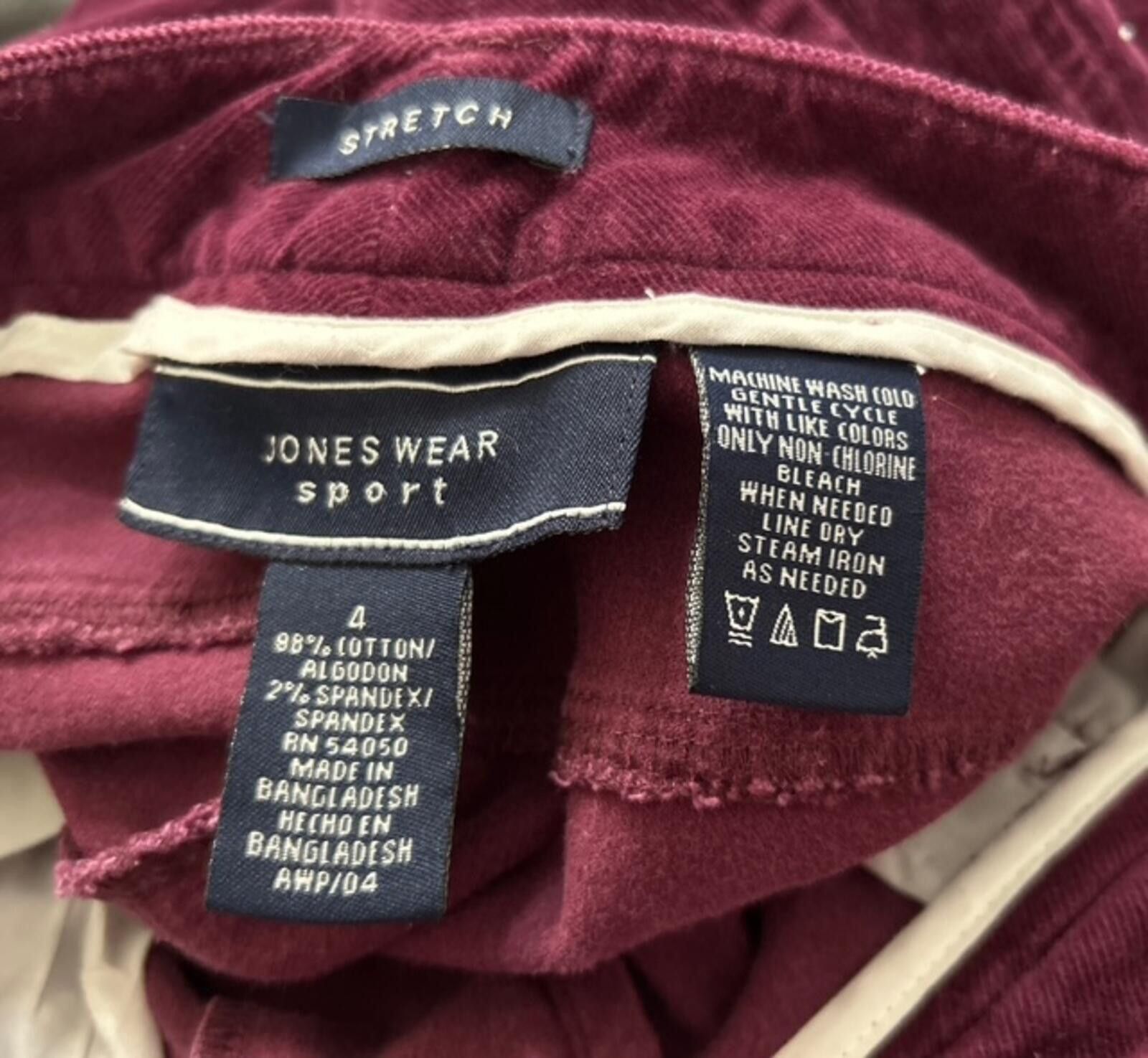 Other Jones Wear Sport Stretch Corduroy Pants Size 4 Burgundy Size 27" / US 4 / IT 40 - 3 Thumbnail